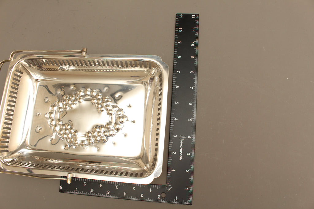 Vintage Barker Brothers EPNS Silver-Plated Cake Basket – Pierced Footed Serving Tray