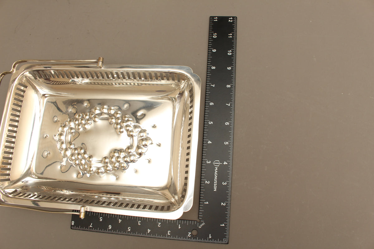 Vintage Barker Brothers EPNS Silver-Plated Cake Basket – Pierced Footed Serving Tray
