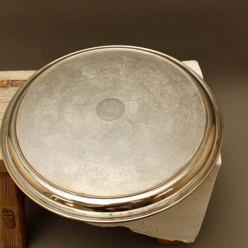 Vintage Ianthe Silver-Plated Round Salver – Ornate Engraved Drinks Gallery Tray