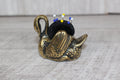 Brass Swan Pin Cushion with Pins Vintage Collectable