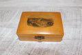 Antique Mauchline Ware Wooden Box "The Beach Clevedon" Good Blue Lining & Clasp