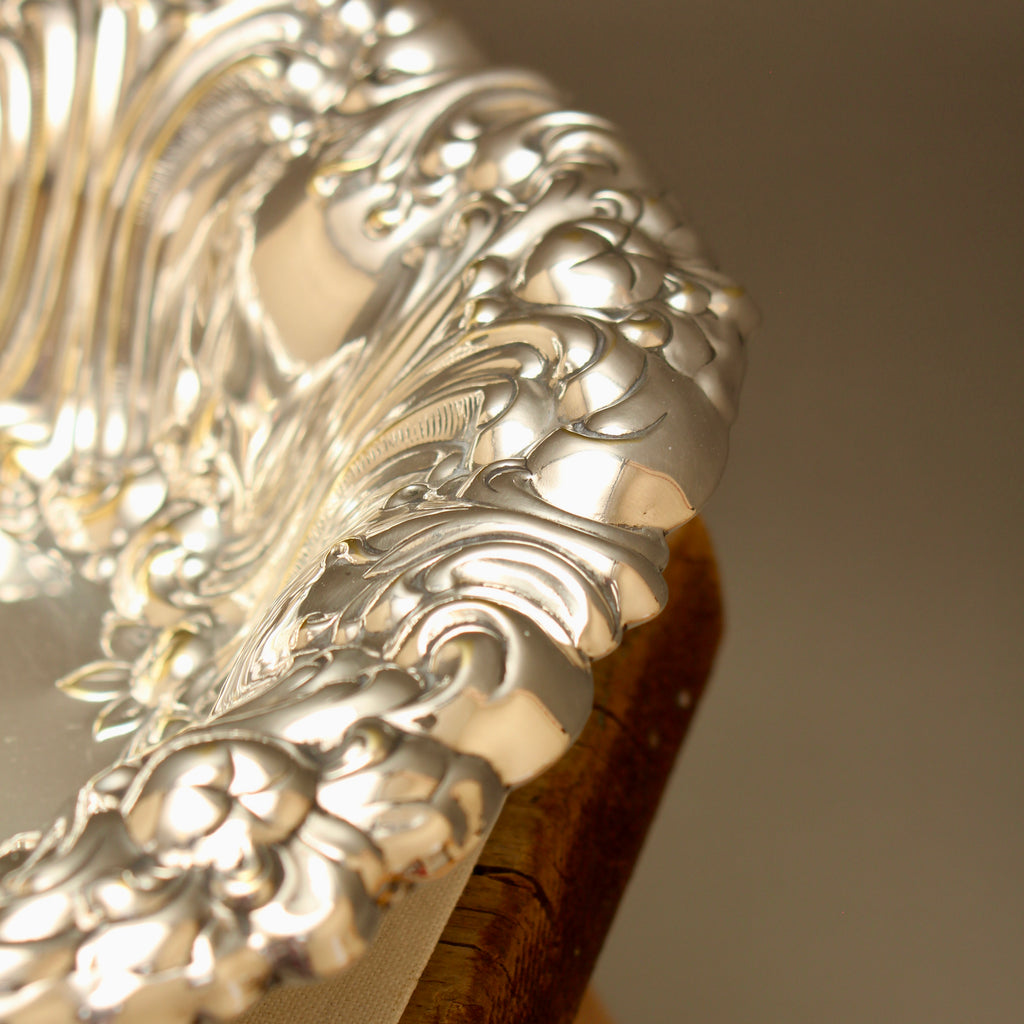 Vintage Repoussé Silver Plate Fruit Bowl with Floral Border