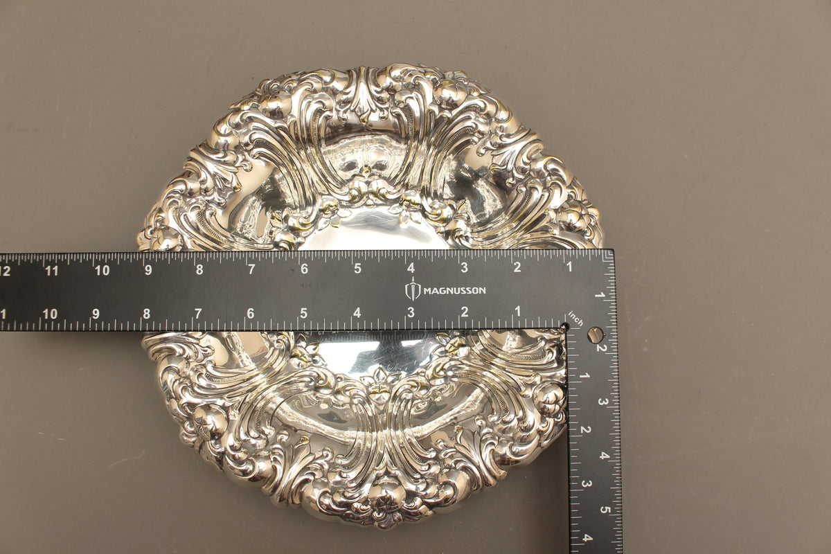 Vintage Repoussé Silver Plate Fruit Bowl with Floral Border