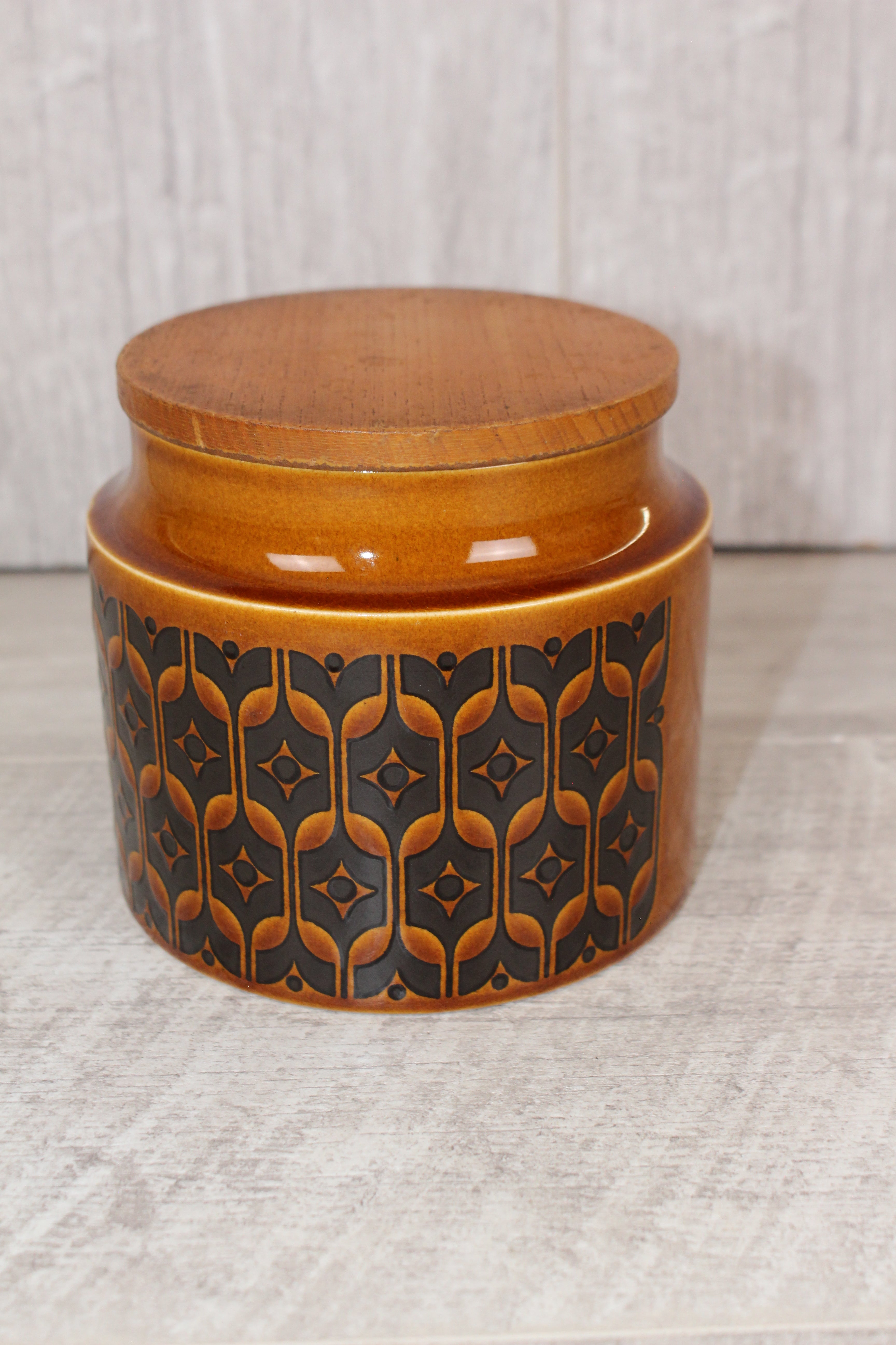 Hornsea Heirloom Brown Jar/ Canister With Lid RETRO VINTAGE 4.5"
