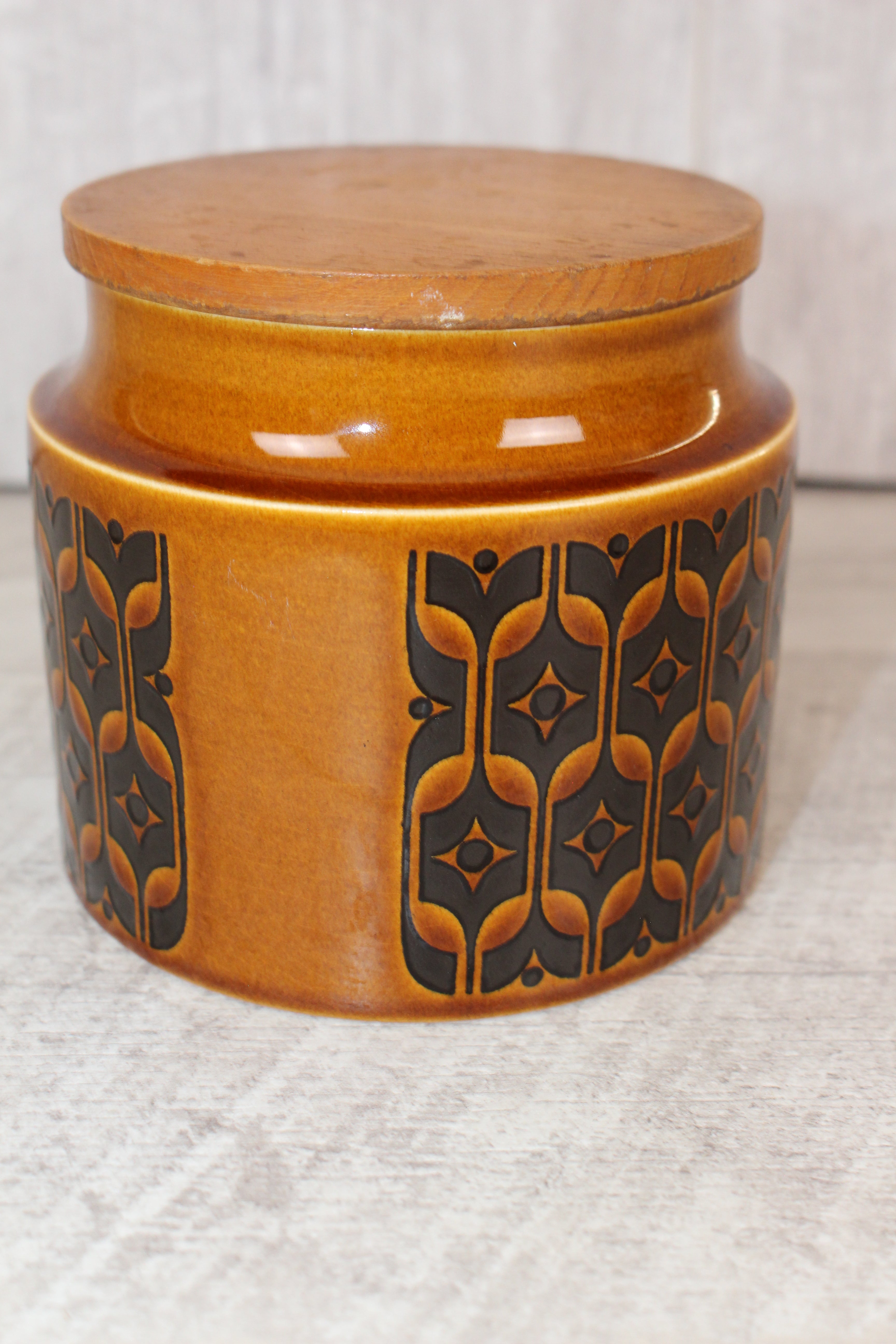 Hornsea Heirloom Brown Jar/ Canister With Lid RETRO VINTAGE 4.5"