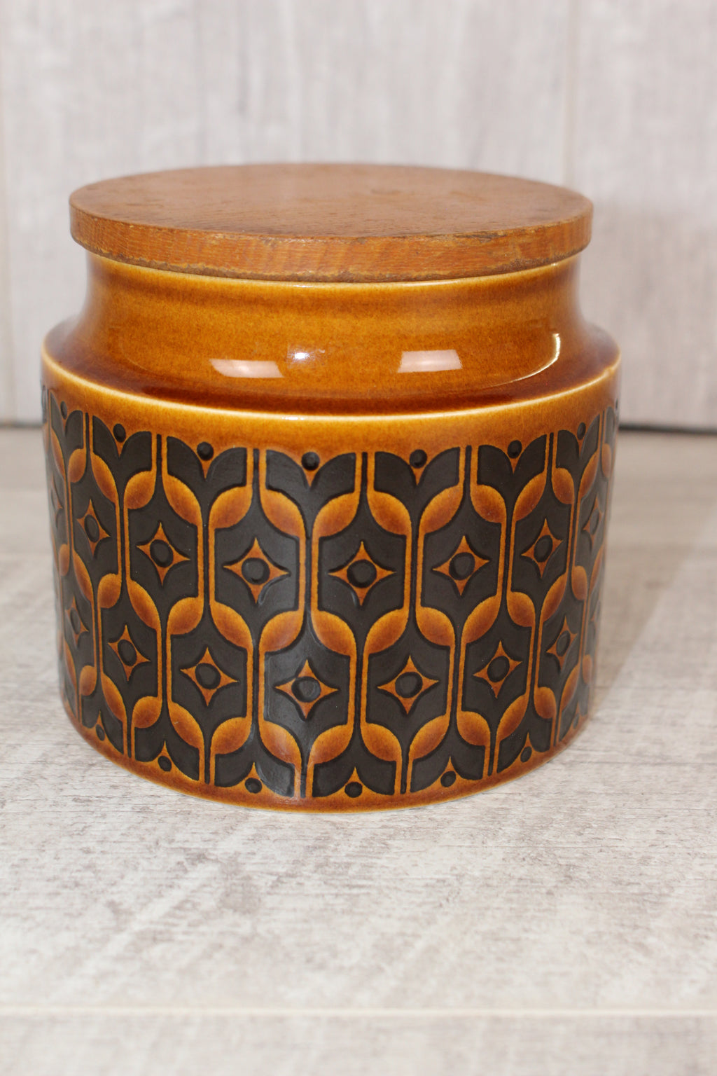 Hornsea Heirloom Brown Jar/ Canister With Lid RETRO VINTAGE 4.5"