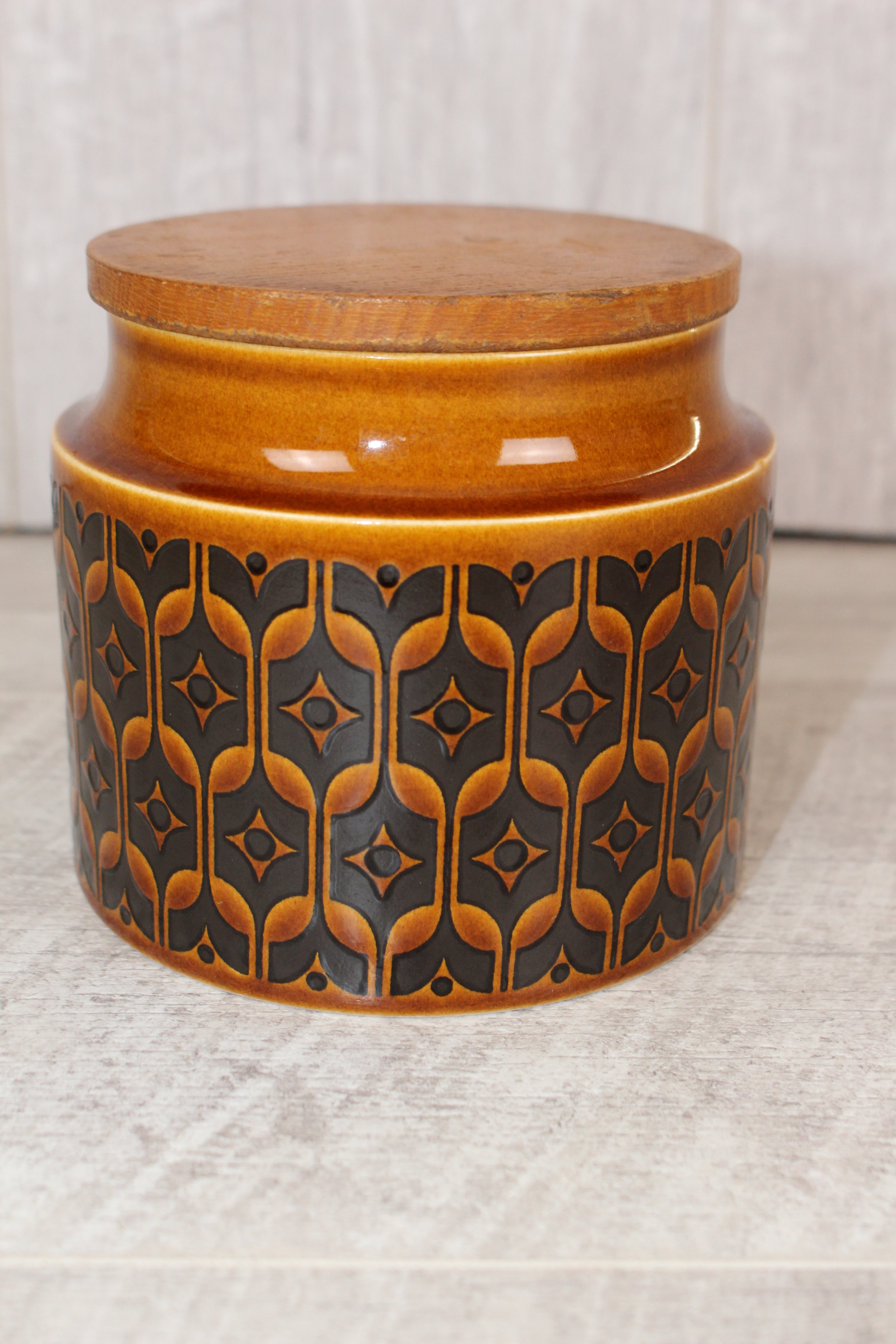 Hornsea Heirloom Brown Jar/ Canister With Lid RETRO VINTAGE 4.5"