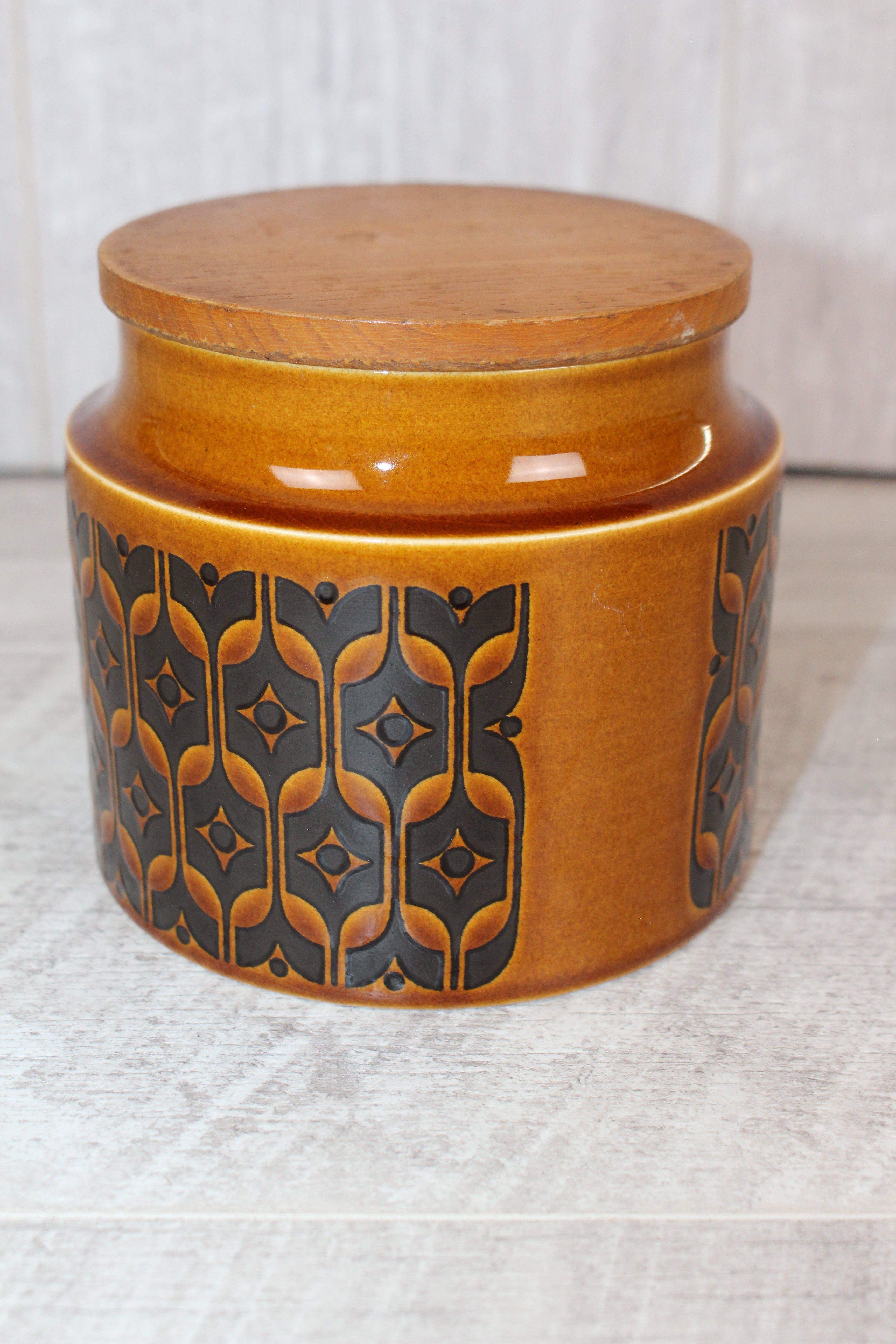 Hornsea Heirloom Brown Jar/ Canister With Lid RETRO VINTAGE 4.5"