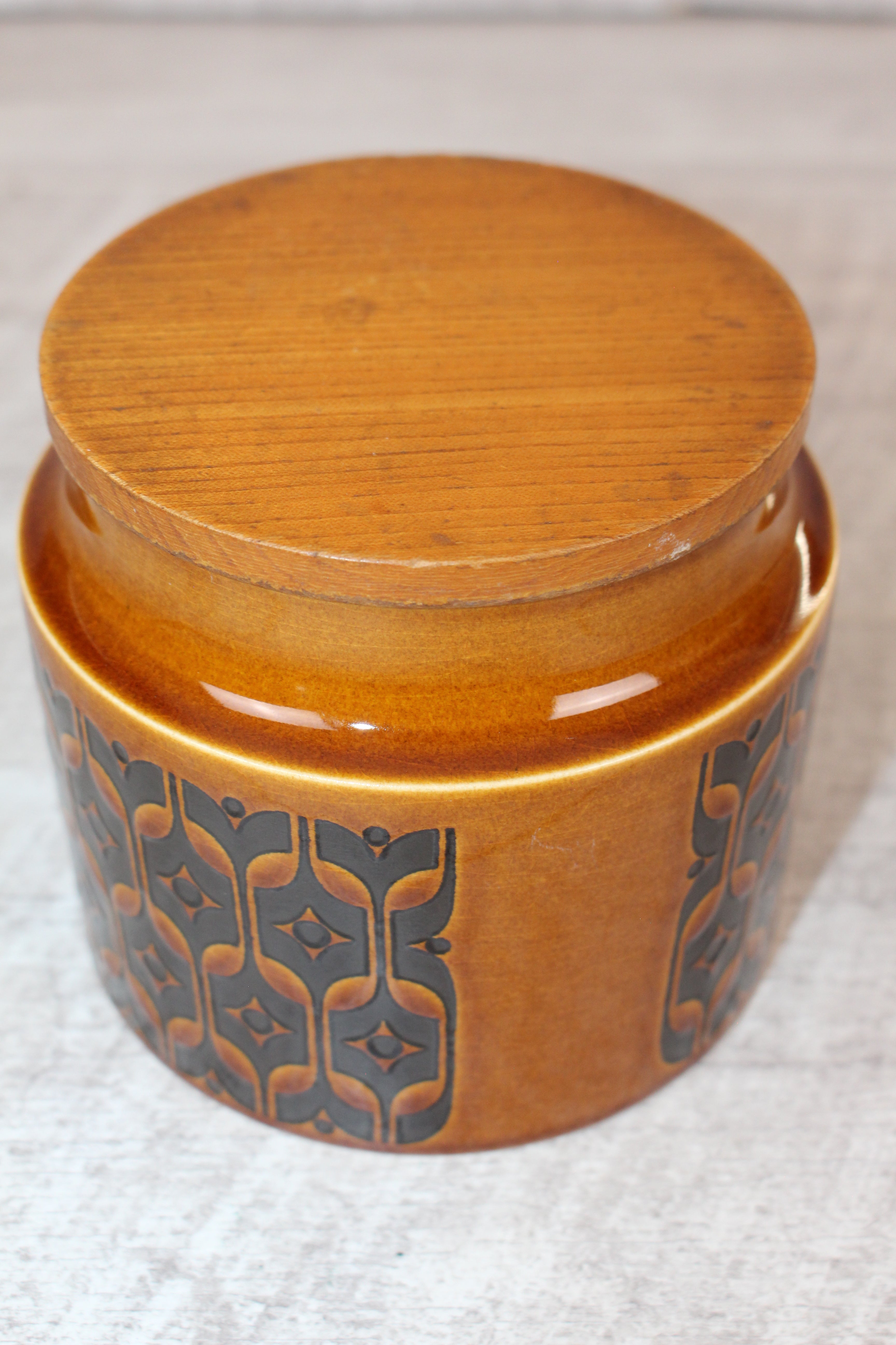 Hornsea Heirloom Brown Jar/ Canister With Lid RETRO VINTAGE 4.5"