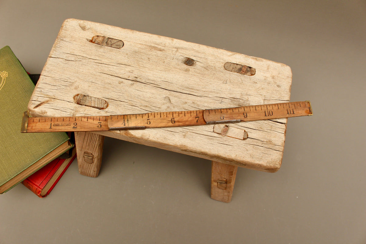 Antique Swedish Hultafors Folding Rule Boxwood and Brass Zig-Zag Ruler