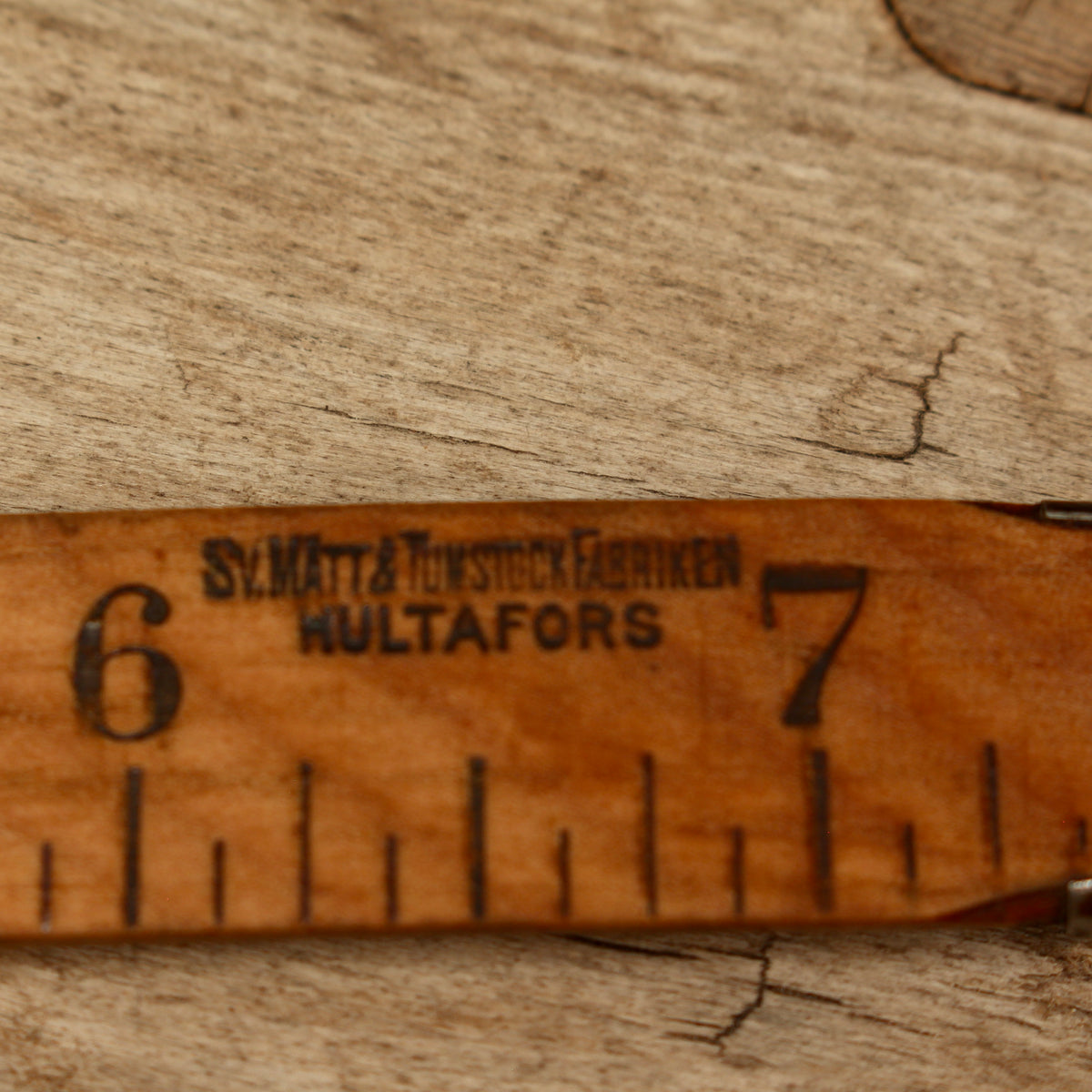 Antique Swedish Hultafors Folding Rule Boxwood and Brass Zig-Zag Ruler
