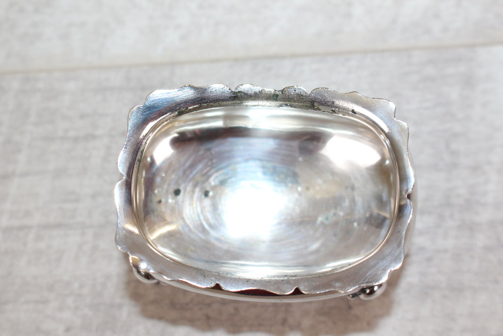 Antique Walker & Hall Sheffield Silver Plate Cobalt Blue Glass Salt Cellar 1921