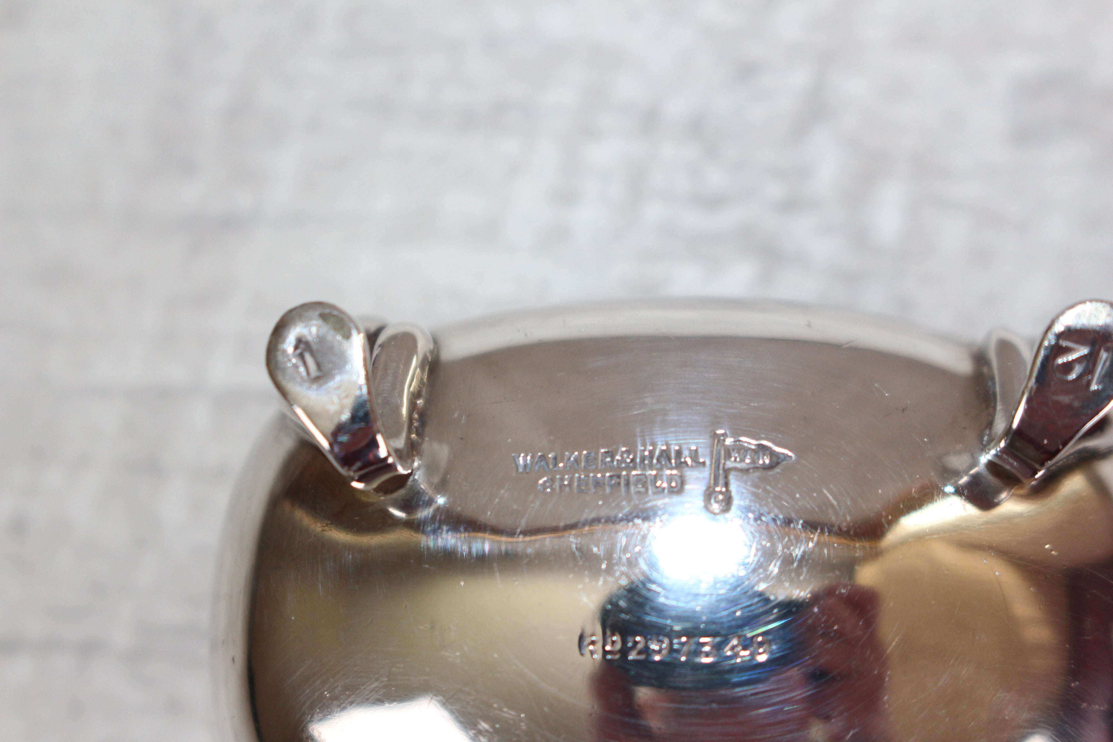 Antique Walker & Hall Sheffield Silver Plate Cobalt Blue Glass Salt Cellar 1921