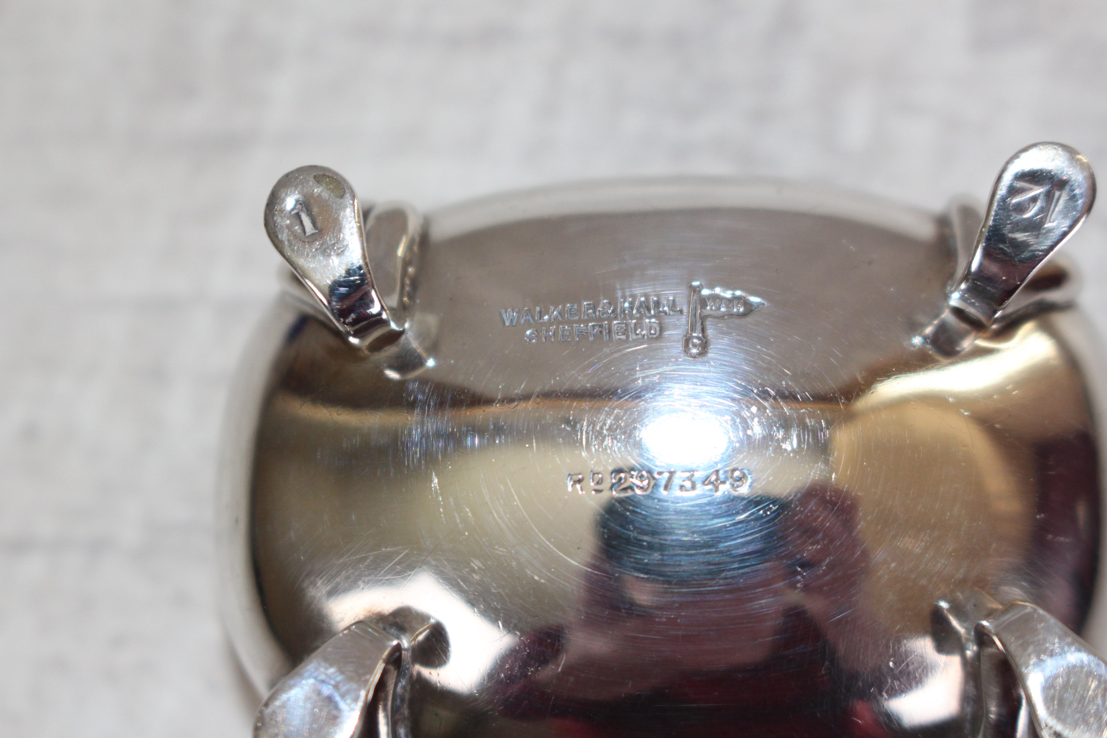 Antique Walker & Hall Sheffield Silver Plate Cobalt Blue Glass Salt Cellar 1921