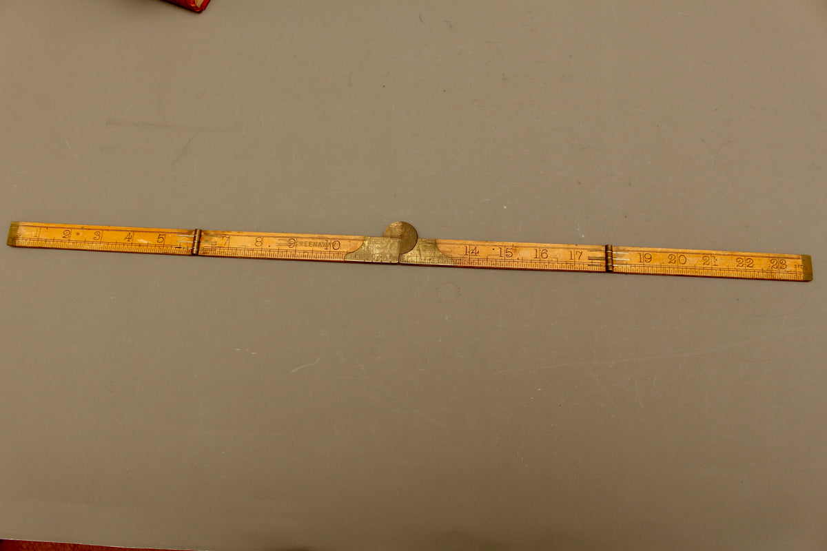 Antique Rabone No. 1380 Two-Foot Folding Boxwood and Brass Rule