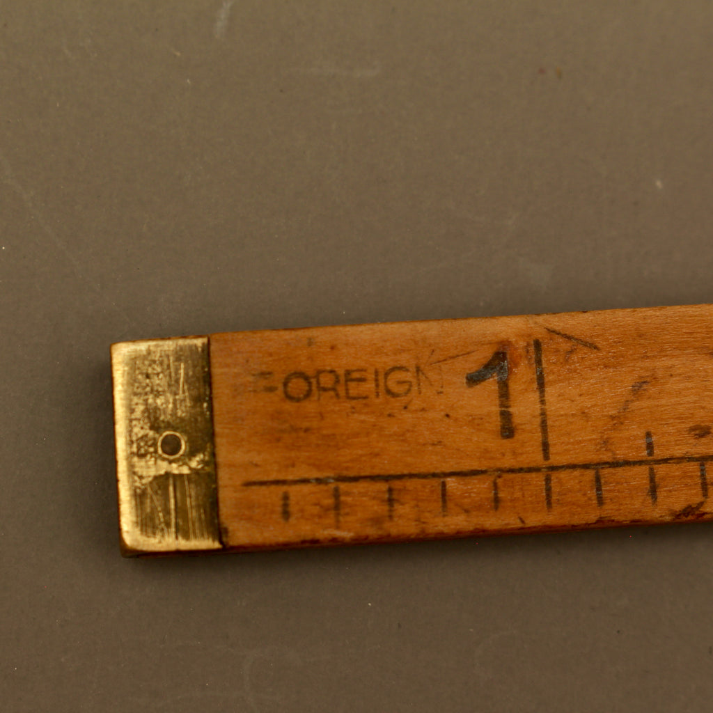 Vintage Foreign Stamped Boxwood and Brass Two-Foot Folding Rule