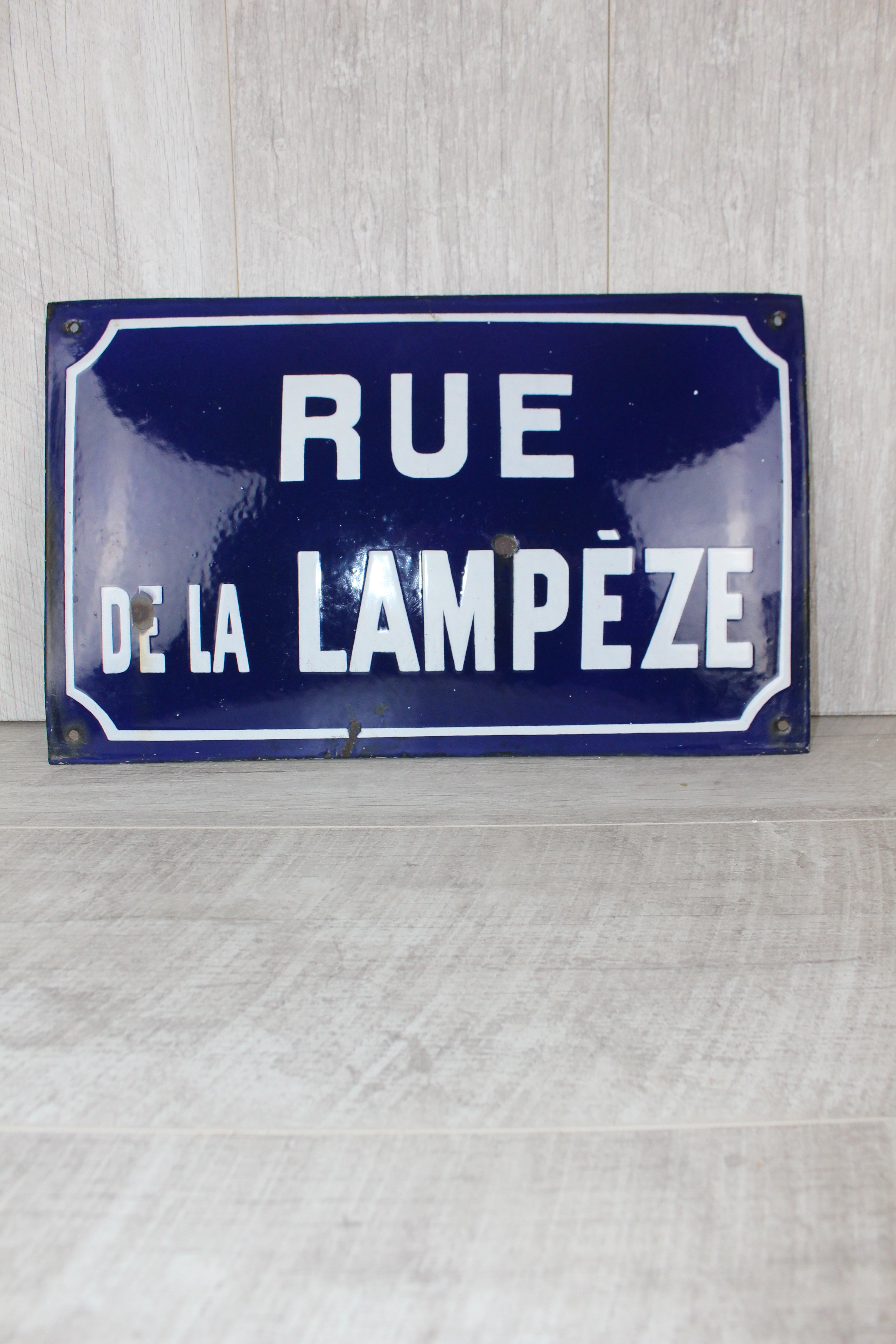 Authentic Vintage French Enamel Street Sign - Rue de la Lampèze, Nîmes Restored