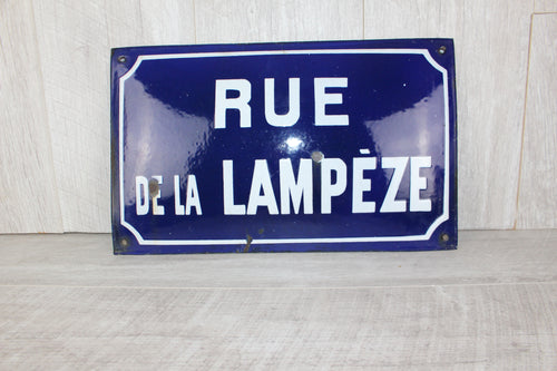 Authentic Vintage French Enamel Street Sign - Rue de la Lampèze, Nîmes Restored