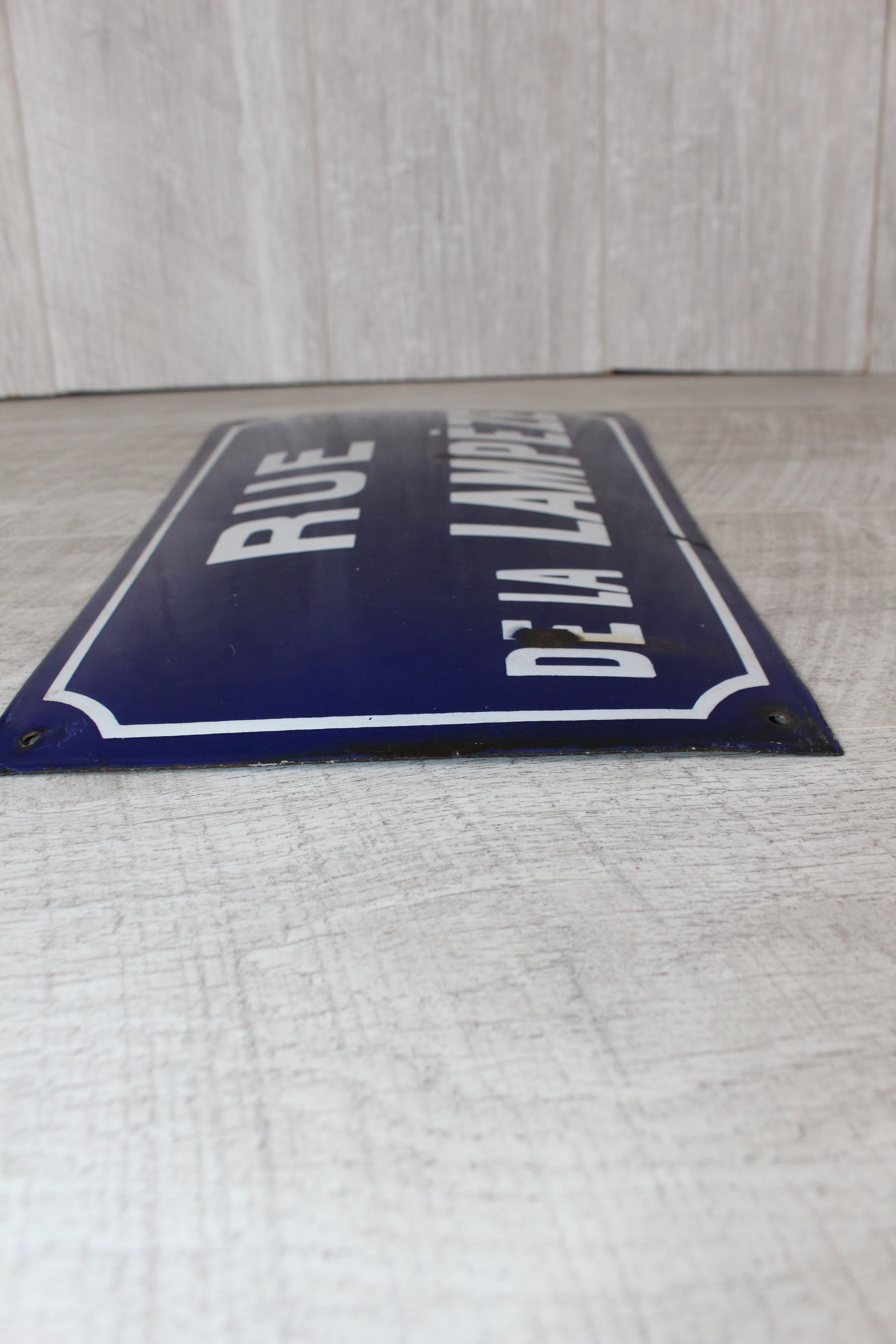 Authentic Vintage French Enamel Street Sign - Rue de la Lampèze, Nîmes Restored