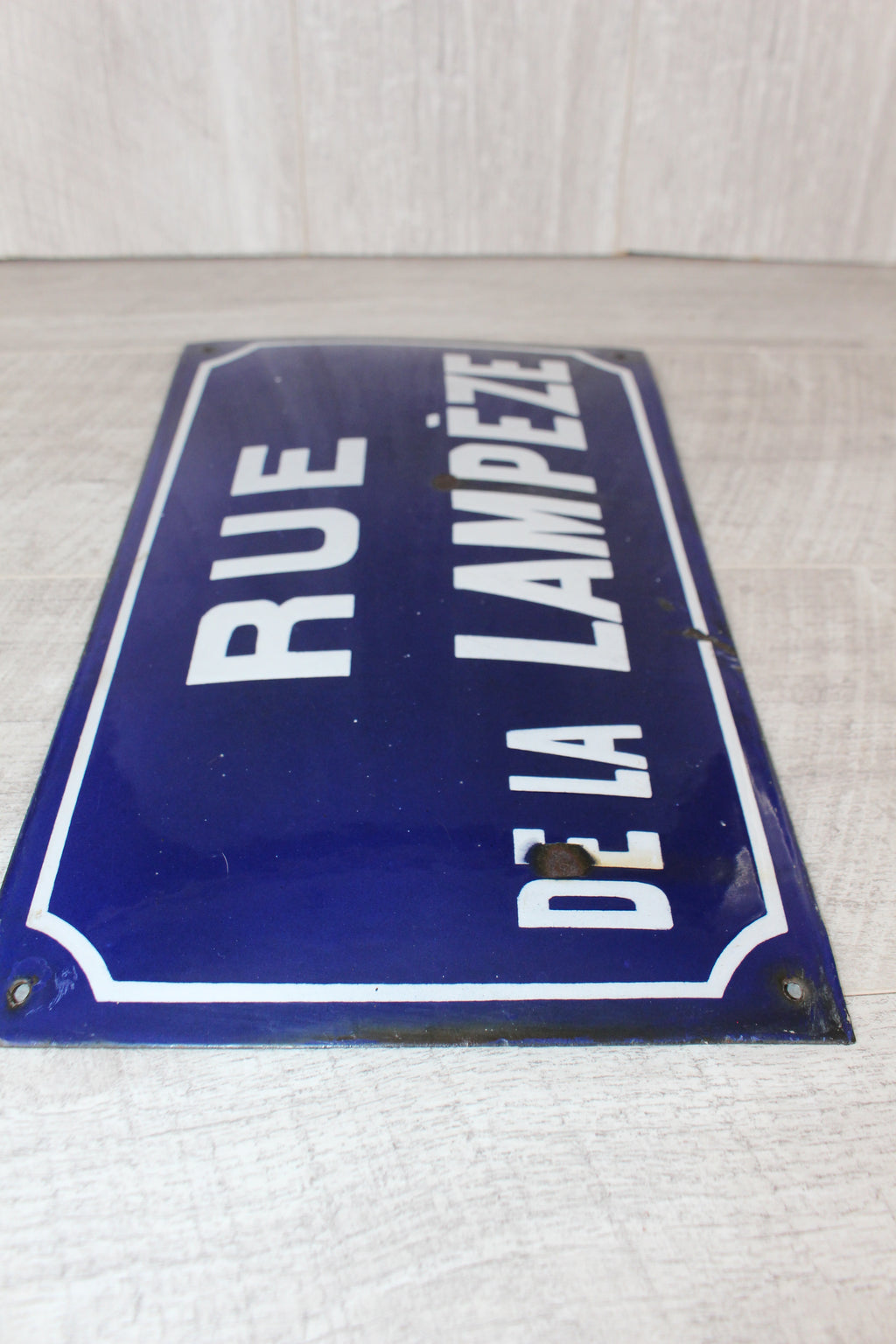 Authentic Vintage French Enamel Street Sign - Rue de la Lampèze, Nîmes Restored