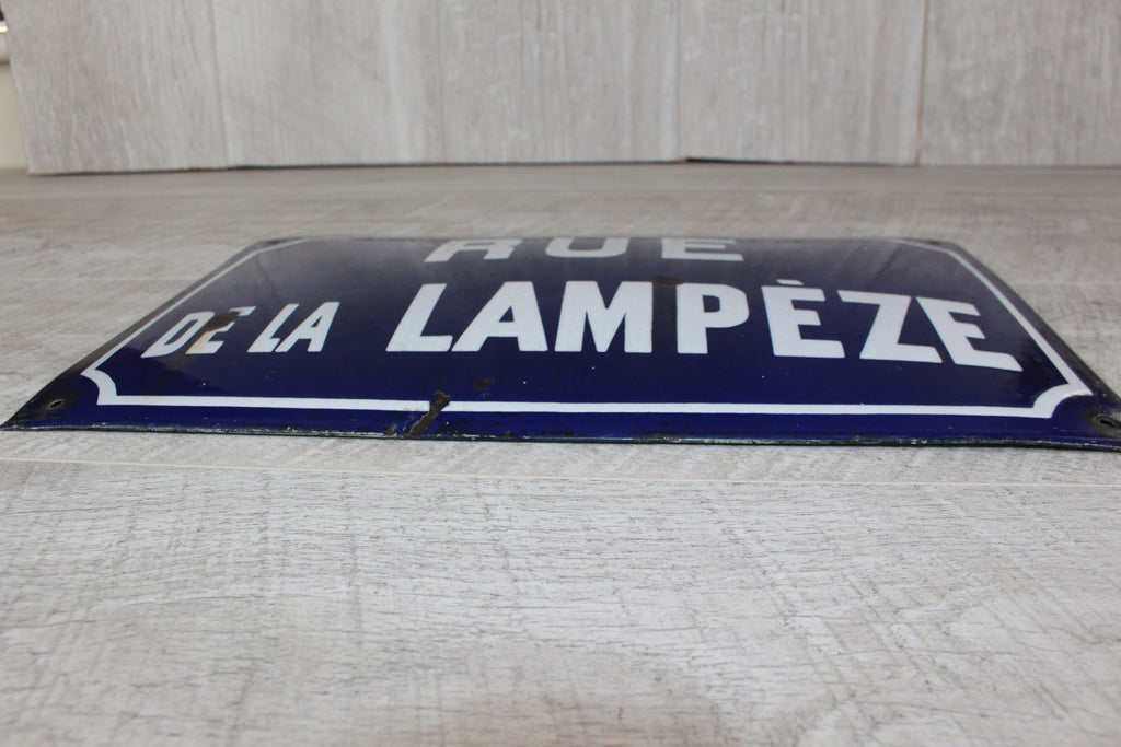 Authentic Vintage French Enamel Street Sign - Rue de la Lampèze, Nîmes Restored