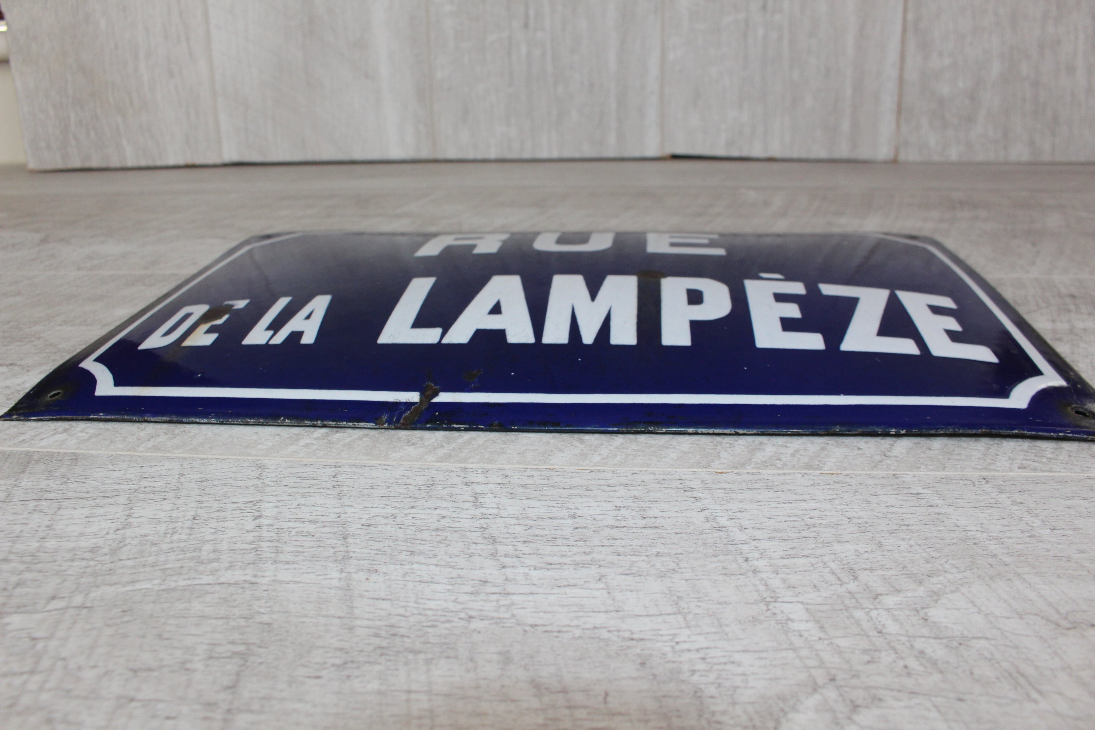 Authentic Vintage French Enamel Street Sign - Rue de la Lampèze, Nîmes Restored
