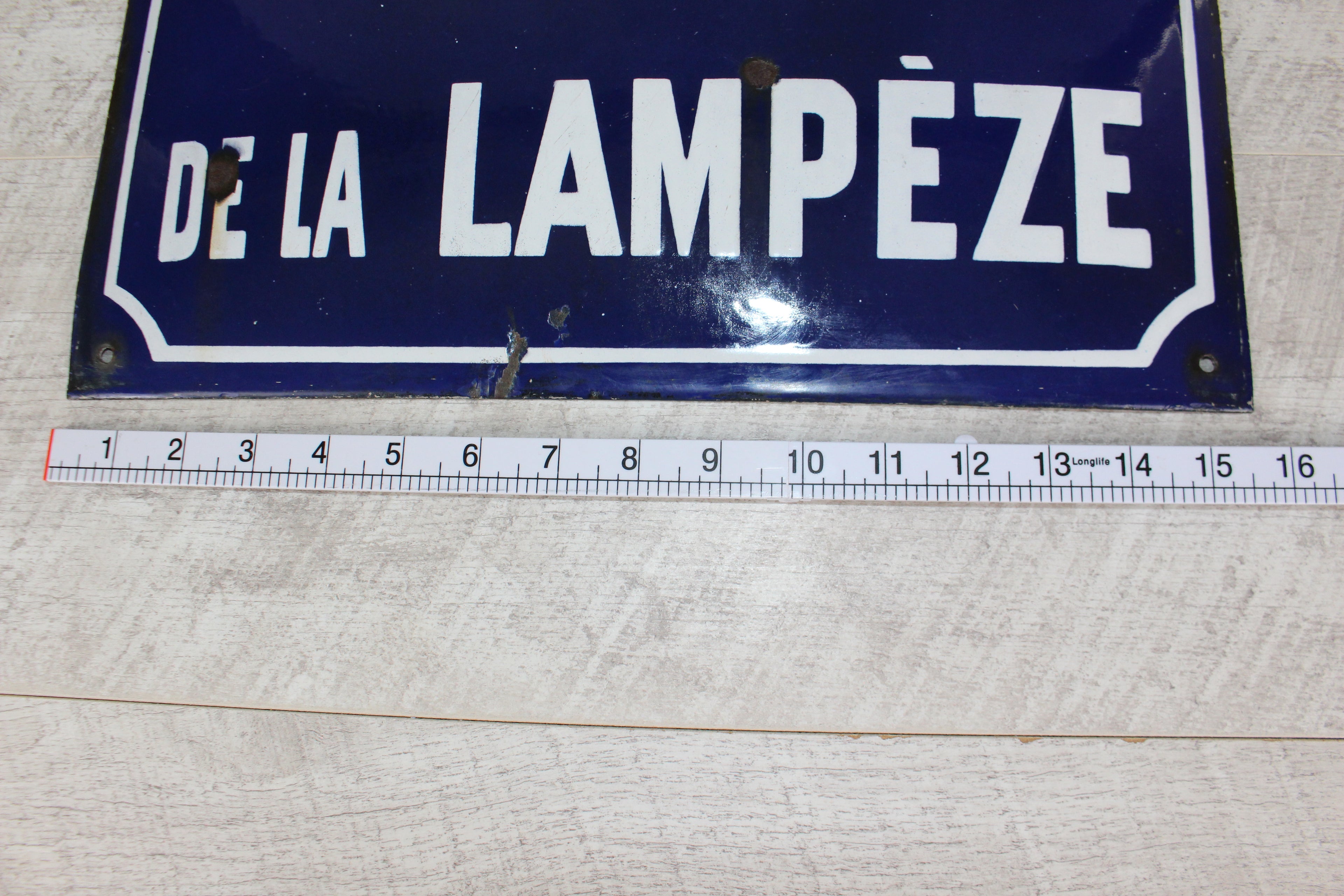 Authentic Vintage French Enamel Street Sign - Rue de la Lampèze, Nîmes Restored