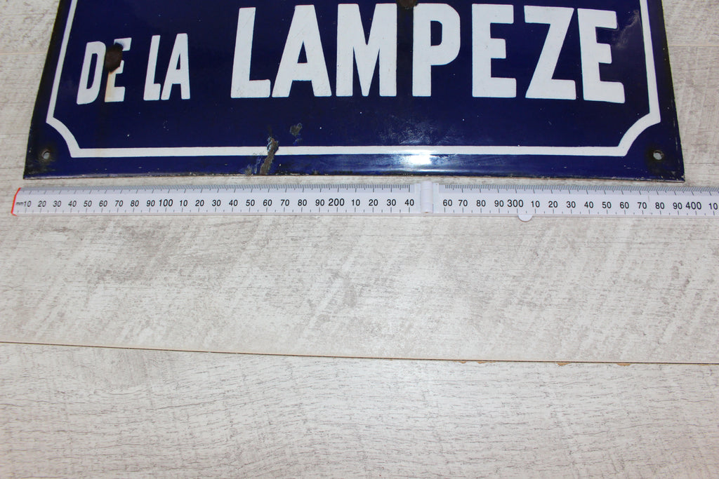 Authentic Vintage French Enamel Street Sign - Rue de la Lampèze, Nîmes Restored