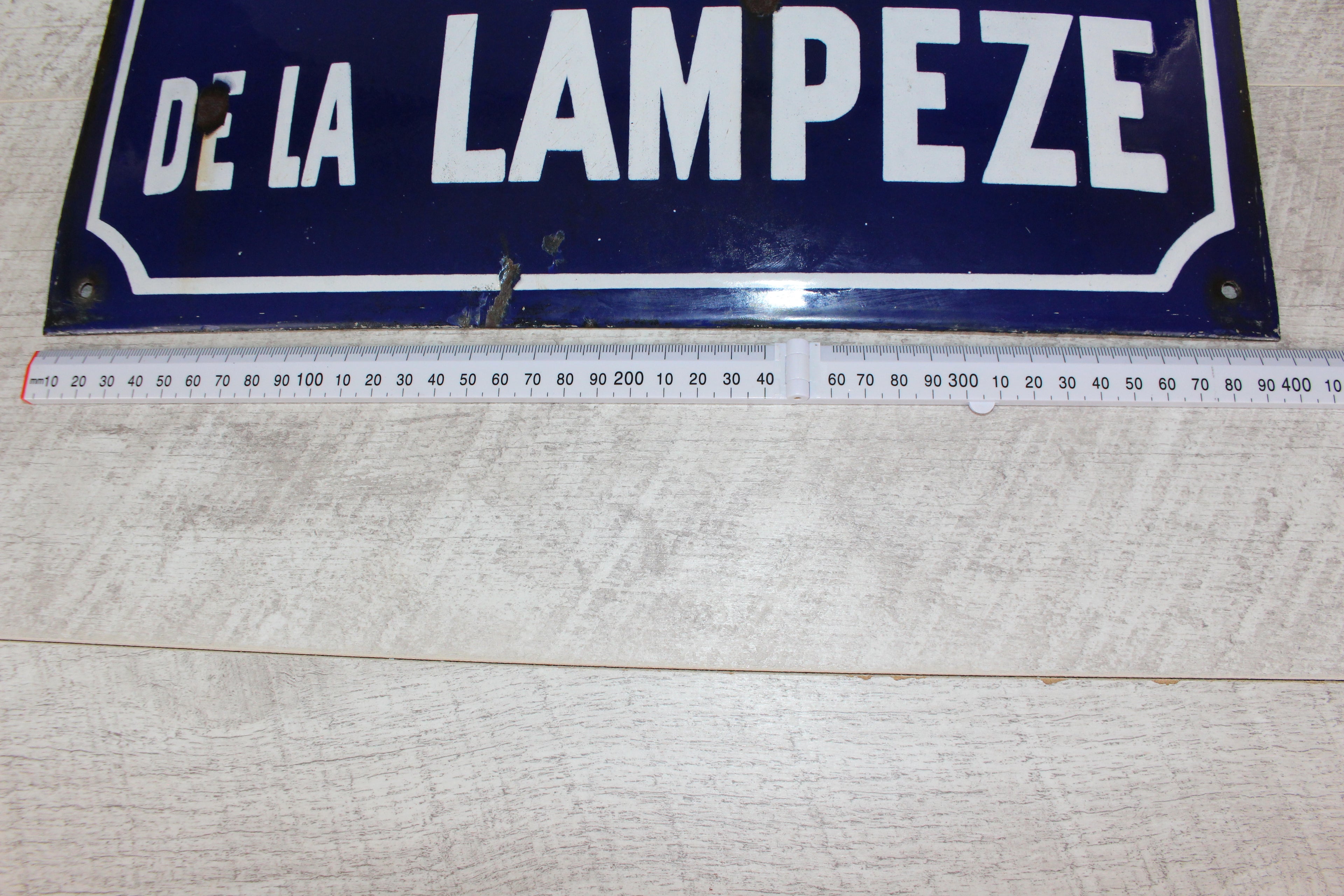 Authentic Vintage French Enamel Street Sign - Rue de la Lampèze, Nîmes Restored