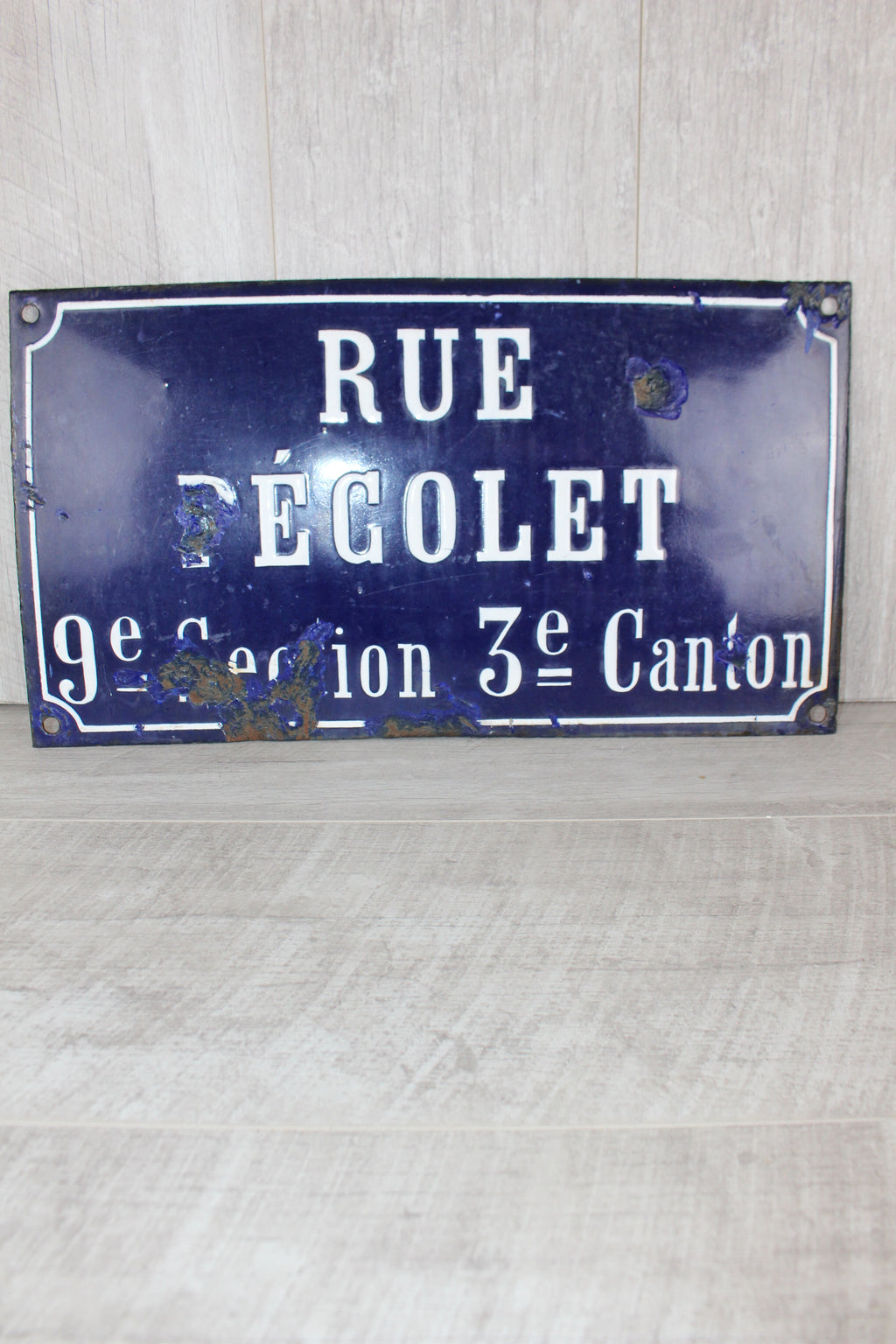 Rare 19thC French Relief Enamel Street Sign - Rue Récolet, Nîmes - Canton System