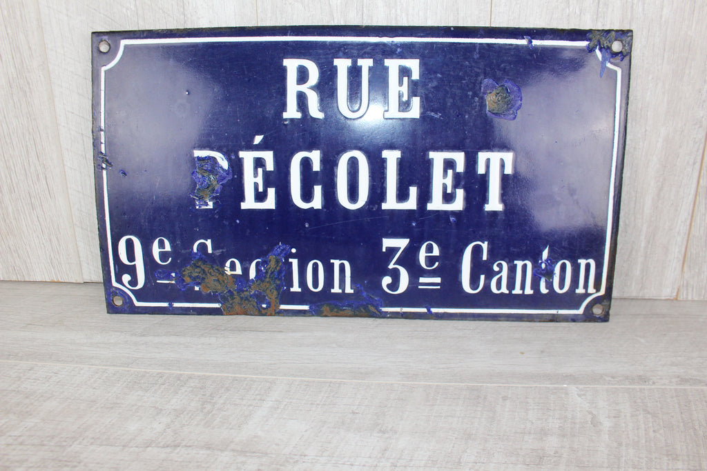 Rare 19thC French Relief Enamel Street Sign - Rue Récolet, Nîmes - Canton System