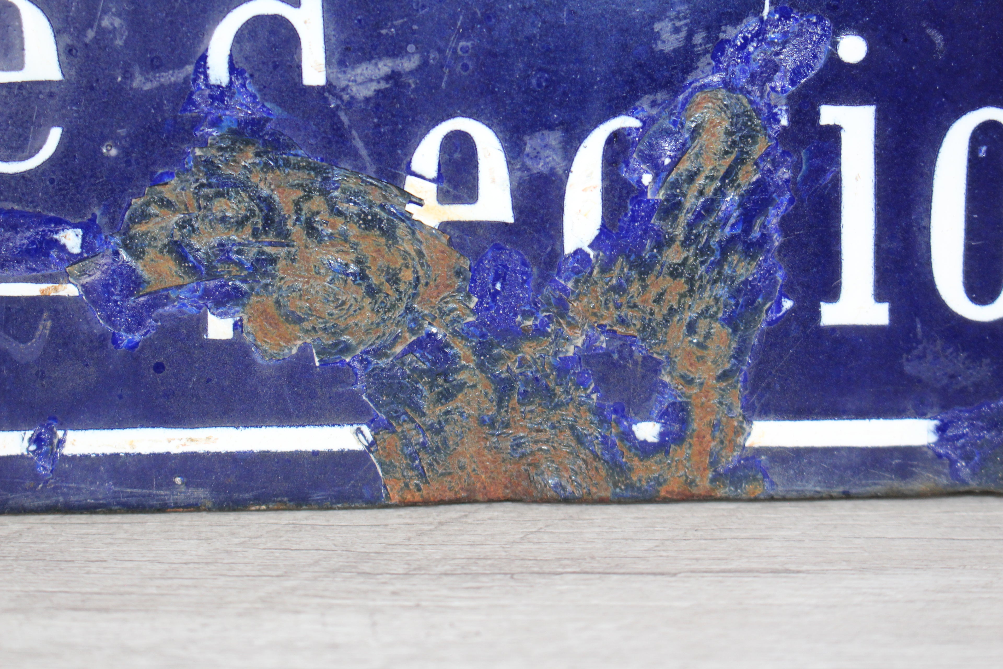 Rare 19thC French Relief Enamel Street Sign - Rue Récolet, Nîmes - Canton System