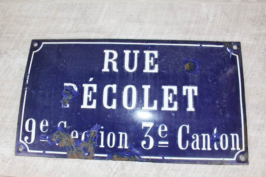Rare 19thC French Relief Enamel Street Sign - Rue Récolet, Nîmes - Canton System