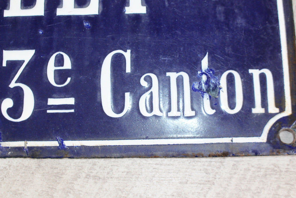 Rare 19thC French Relief Enamel Street Sign - Rue Récolet, Nîmes - Canton System
