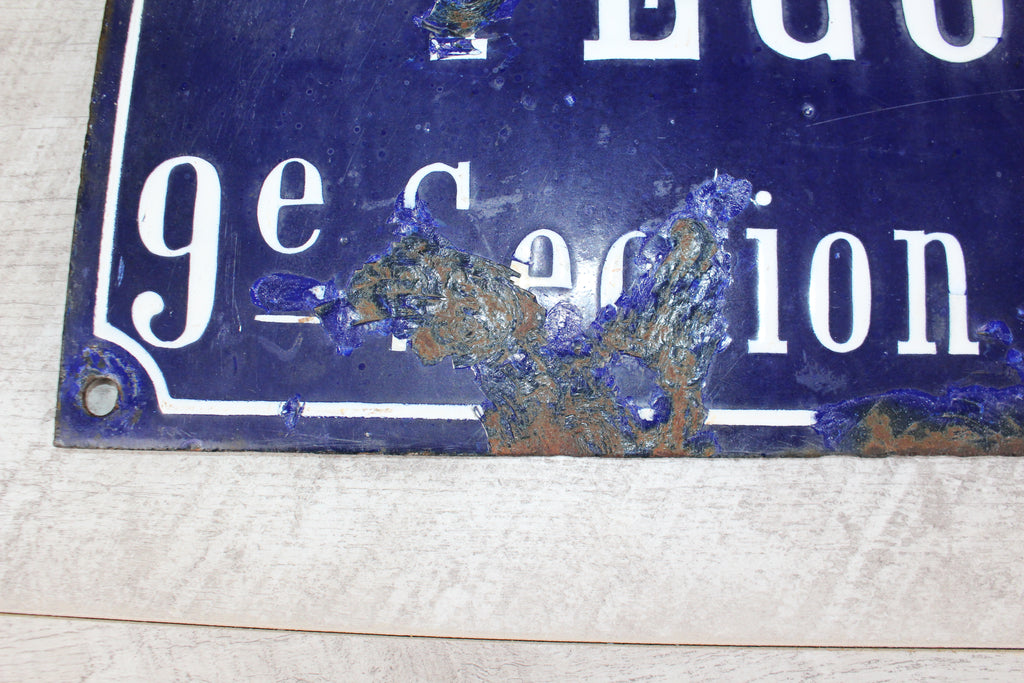 Rare 19thC French Relief Enamel Street Sign - Rue Récolet, Nîmes - Canton System