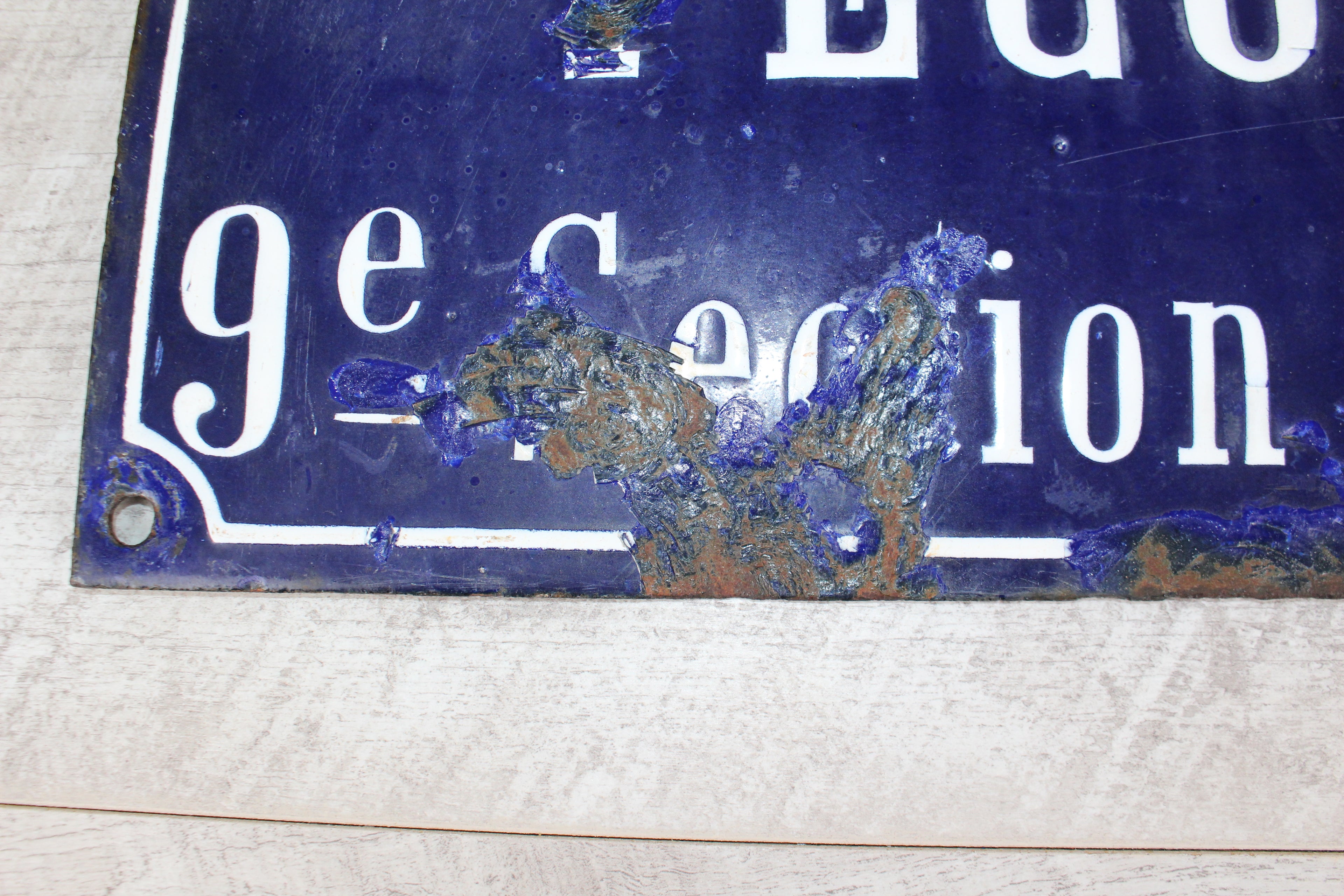 Rare 19thC French Relief Enamel Street Sign - Rue Récolet, Nîmes - Canton System