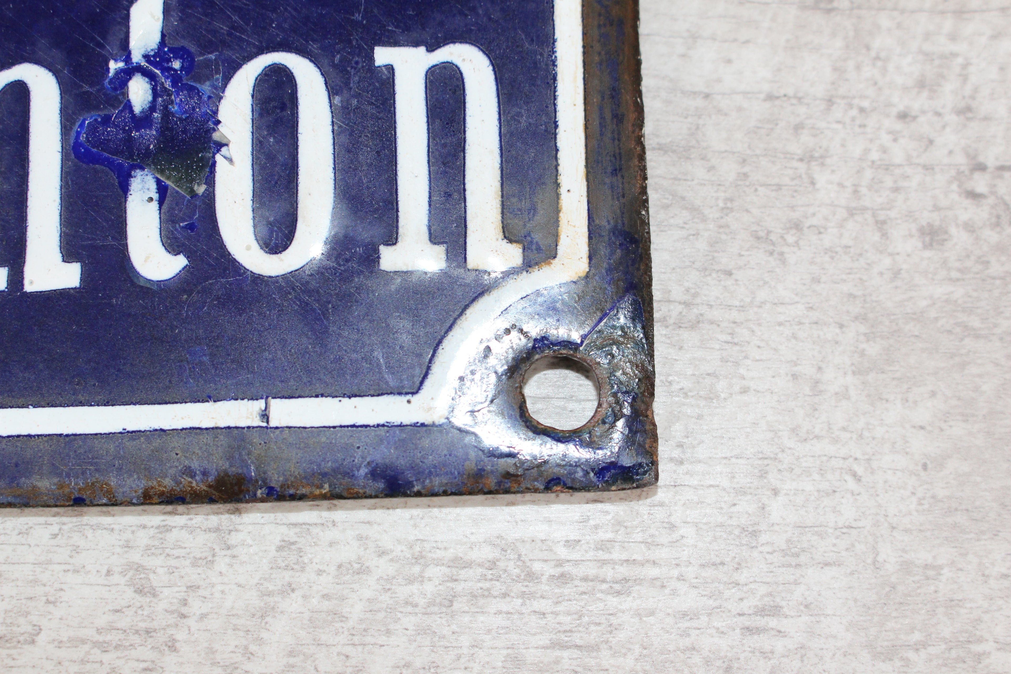 Rare 19thC French Relief Enamel Street Sign - Rue Récolet, Nîmes - Canton System