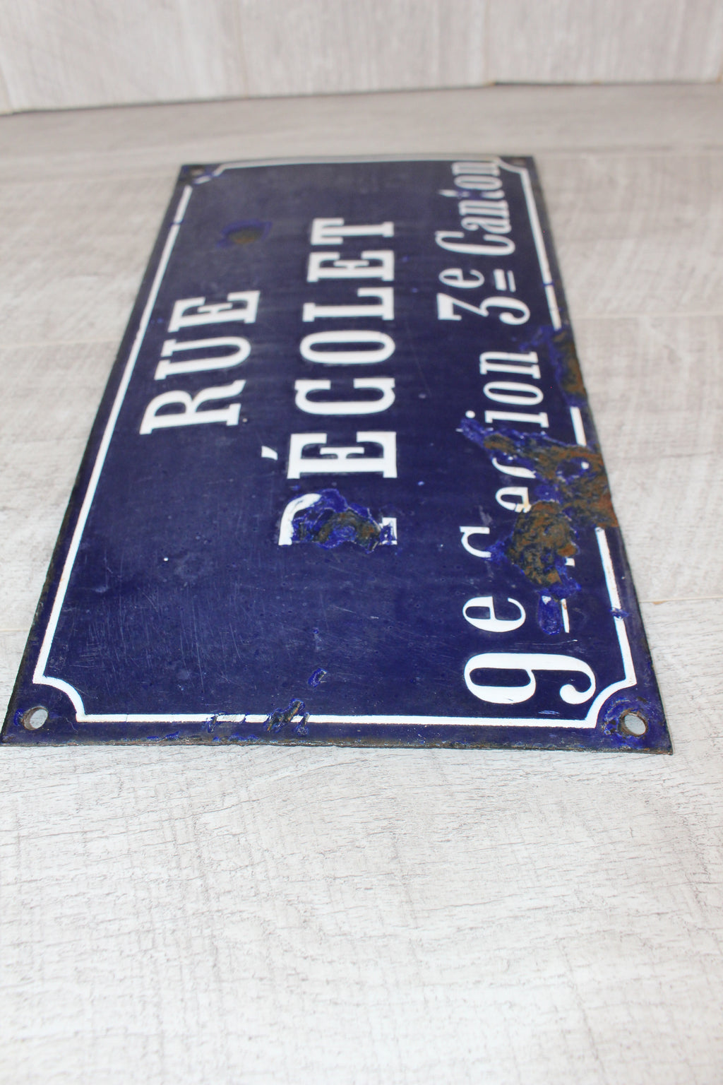 Rare 19thC French Relief Enamel Street Sign - Rue Récolet, Nîmes - Canton System