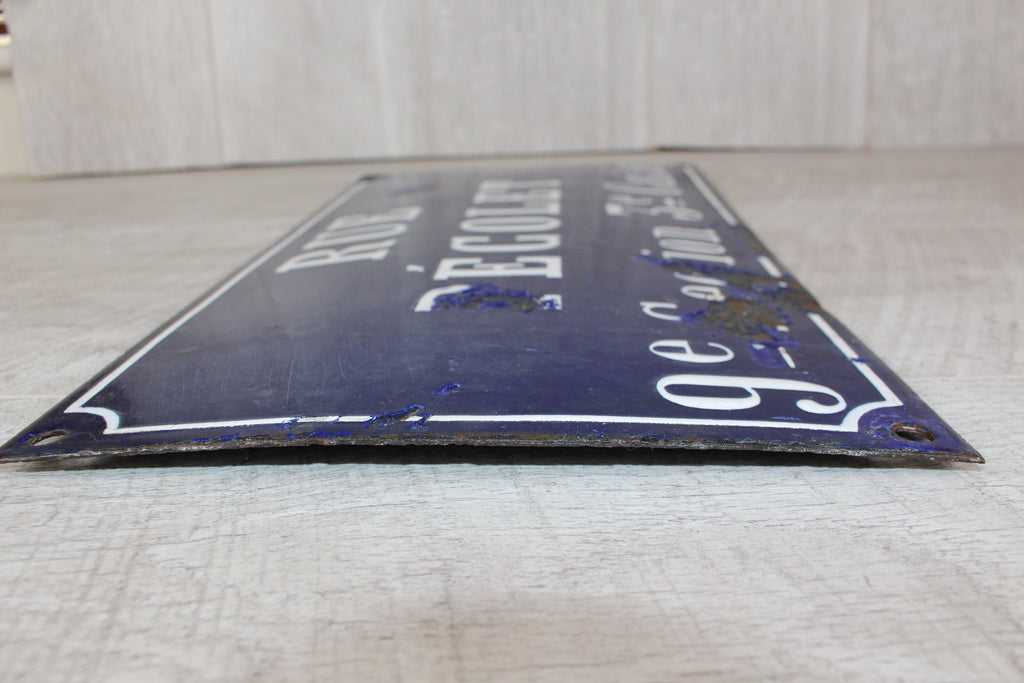 Rare 19thC French Relief Enamel Street Sign - Rue Récolet, Nîmes - Canton System