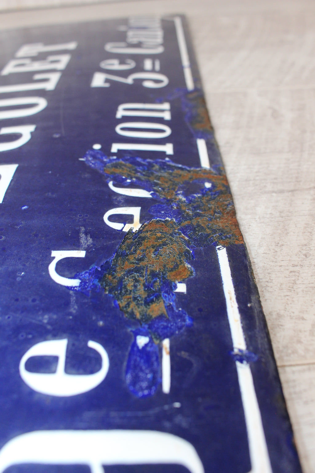 Rare 19thC French Relief Enamel Street Sign - Rue Récolet, Nîmes - Canton System