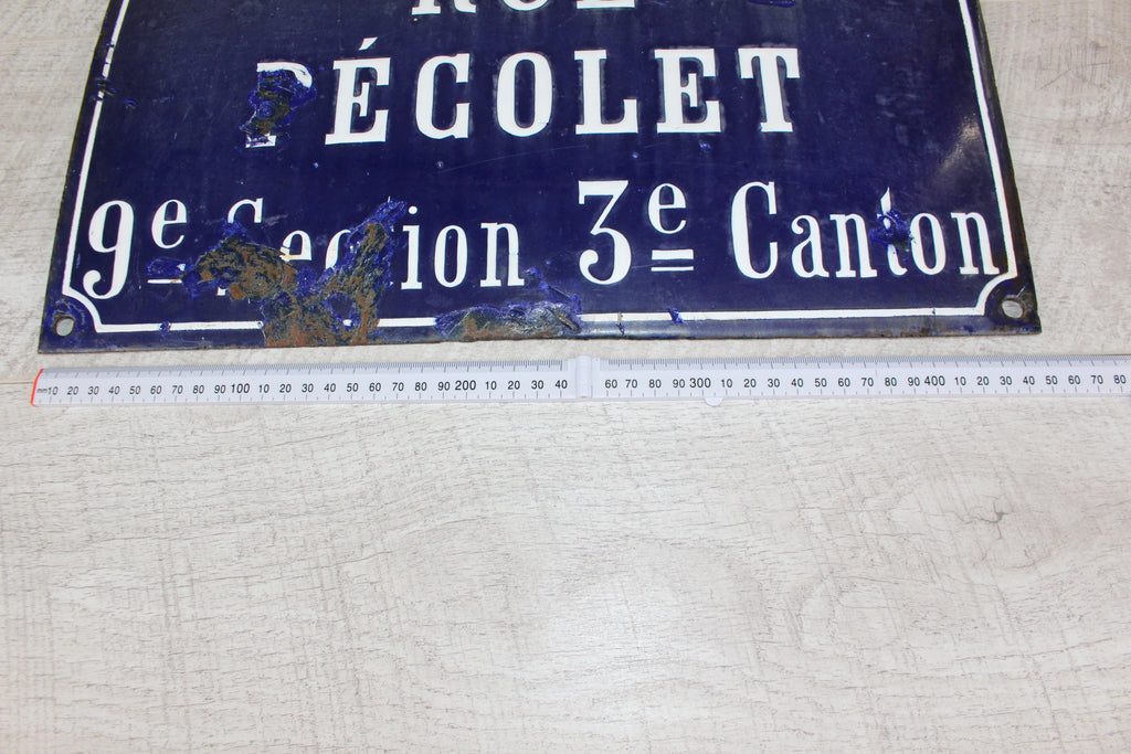 Rare 19thC French Relief Enamel Street Sign - Rue Récolet, Nîmes - Canton System