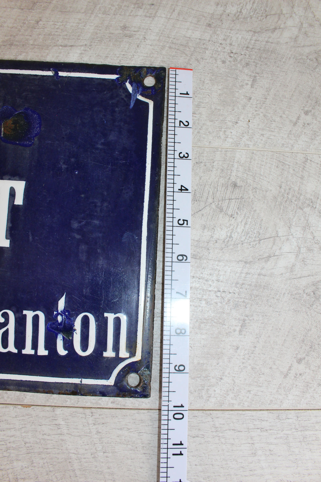 Rare 19thC French Relief Enamel Street Sign - Rue Récolet, Nîmes - Canton System