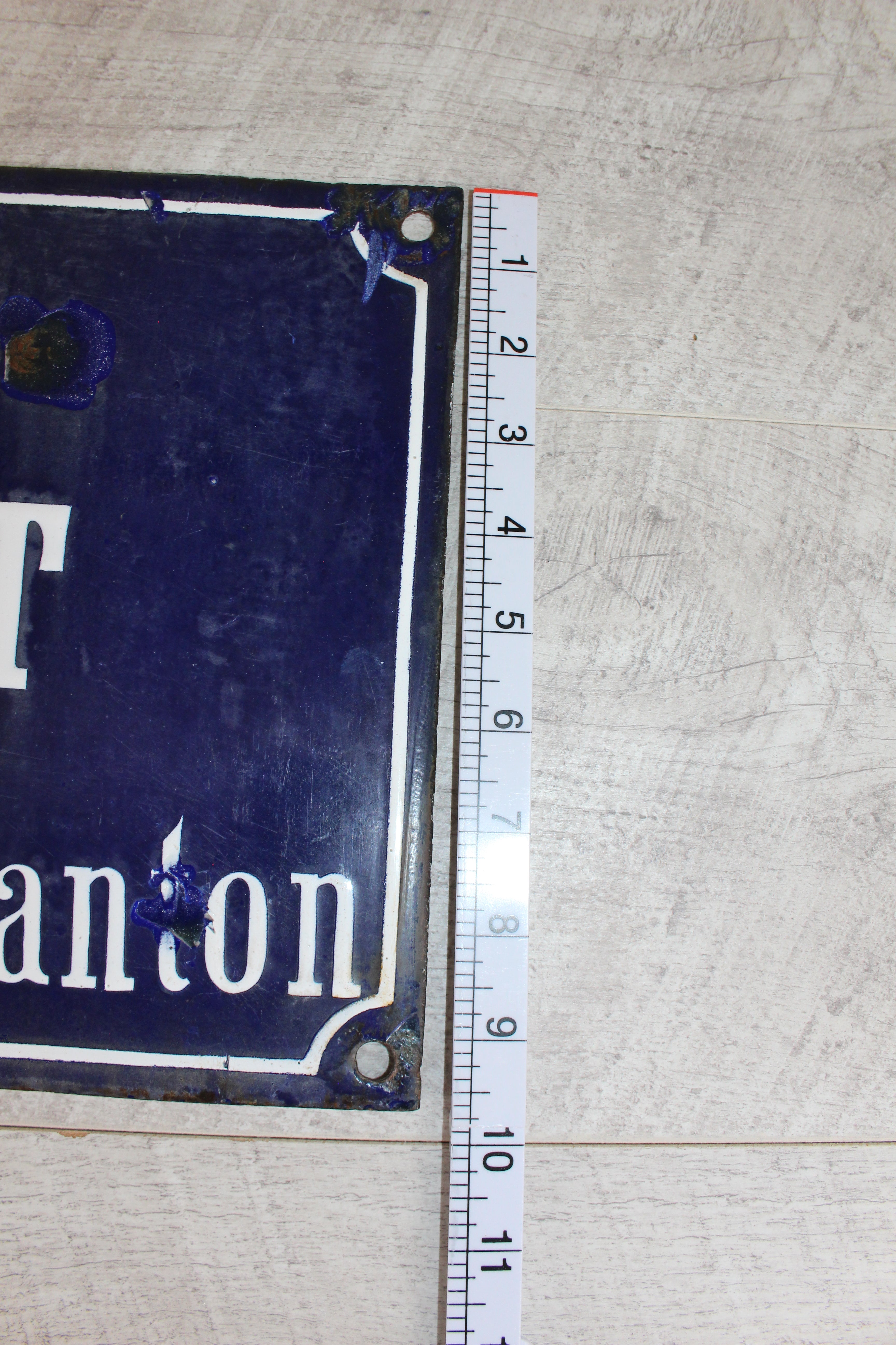 Rare 19thC French Relief Enamel Street Sign - Rue Récolet, Nîmes - Canton System