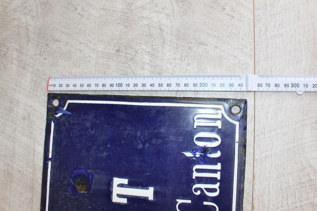 Rare 19thC French Relief Enamel Street Sign - Rue Récolet, Nîmes - Canton System