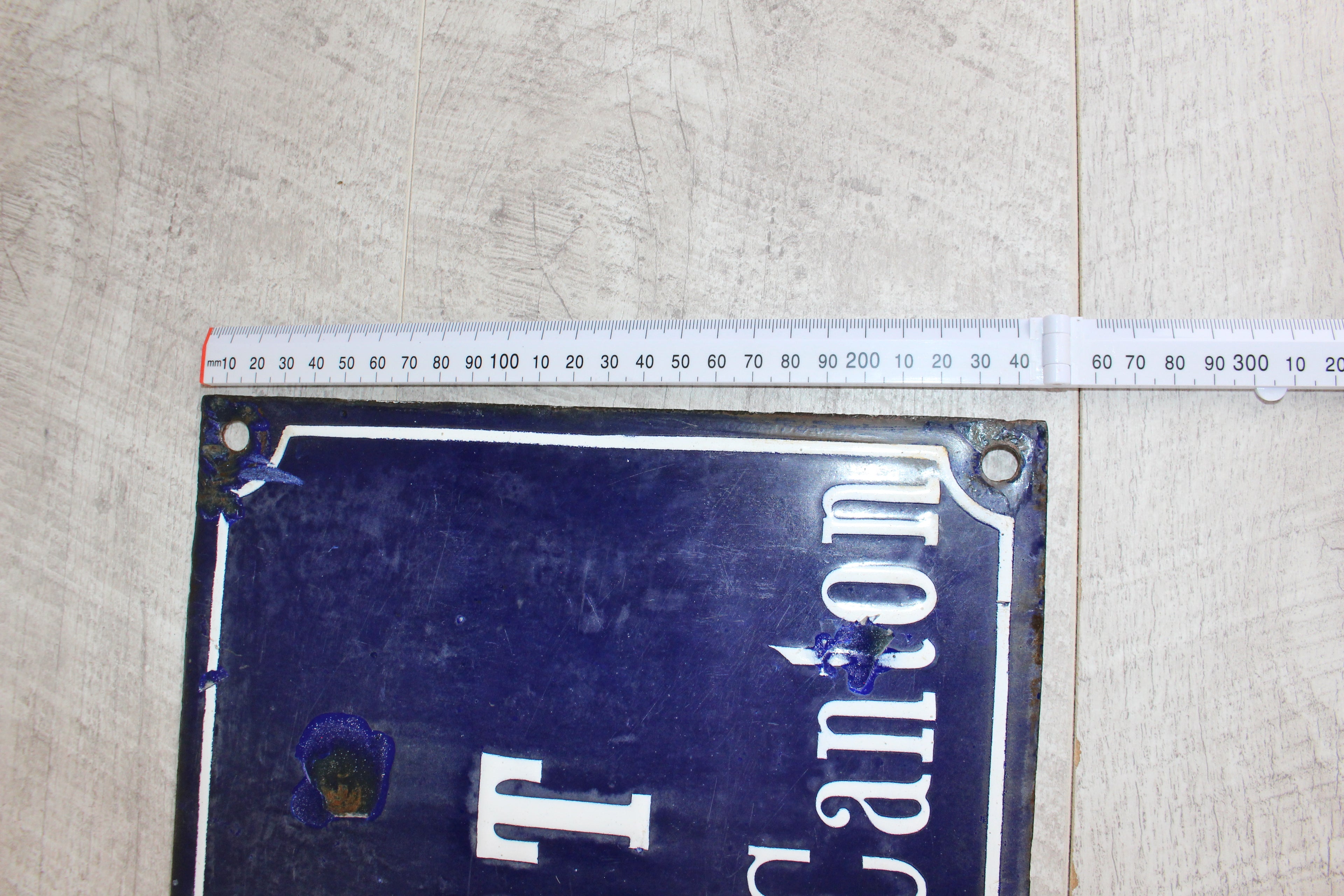 Rare 19thC French Relief Enamel Street Sign - Rue Récolet, Nîmes - Canton System