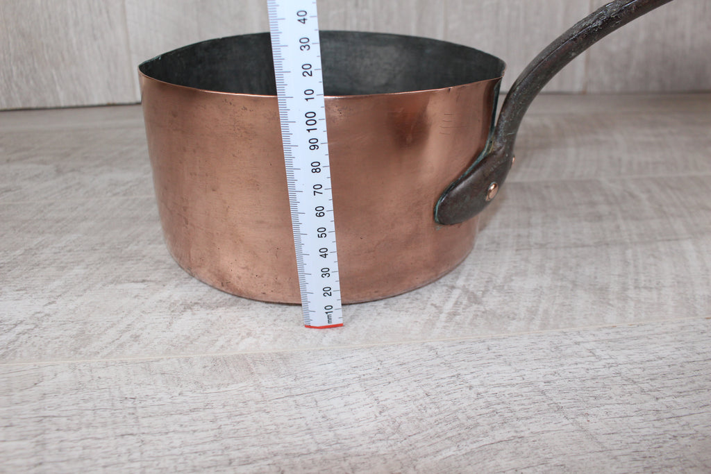 Antique French Copper Saucepan Set 3pc | Hand-Forged Wrought Iron Pigtail Handle
