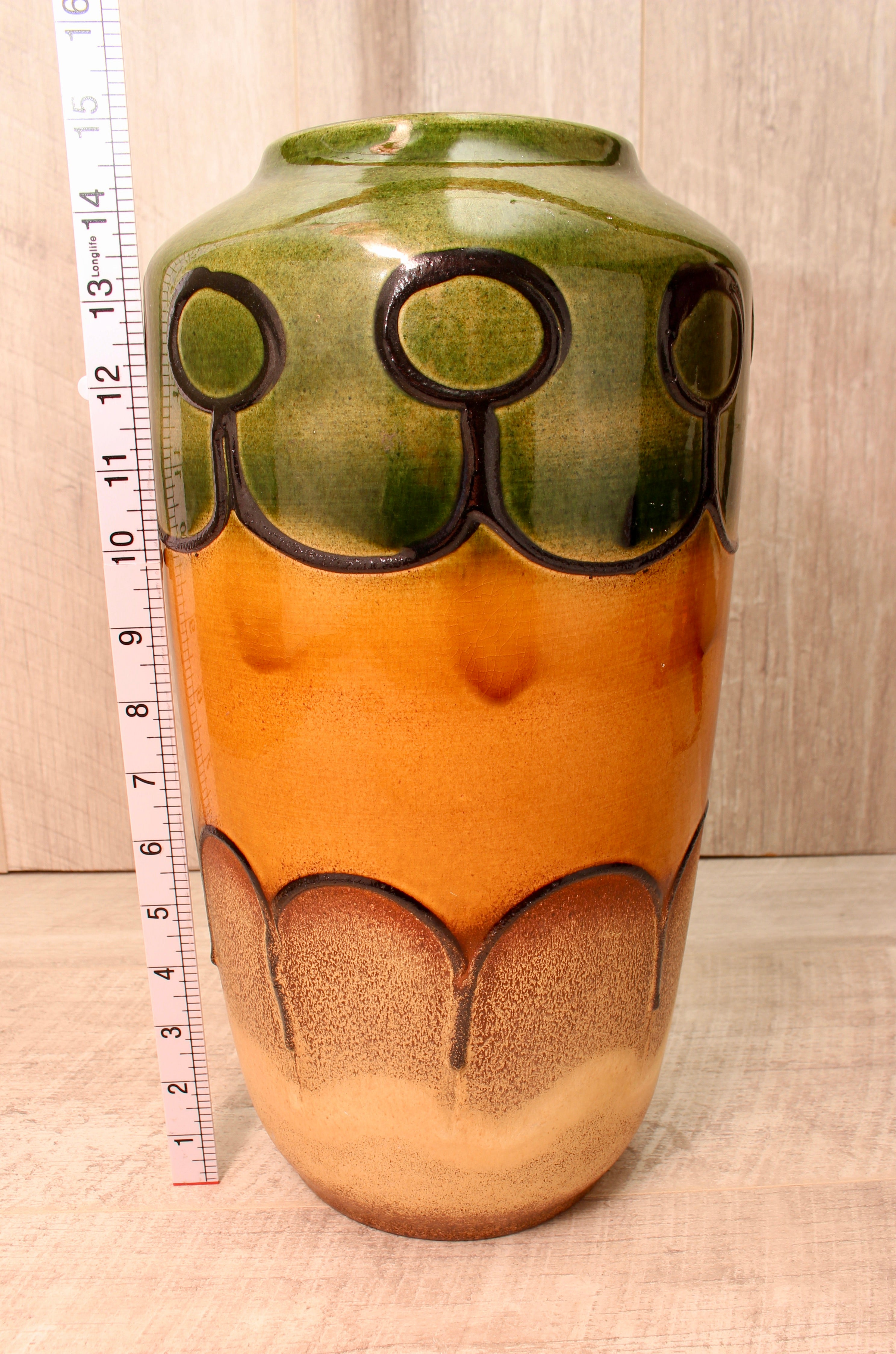 Vintage Scheurich Keramik West German Floor Vase - Inka Glaze - Model 517-38