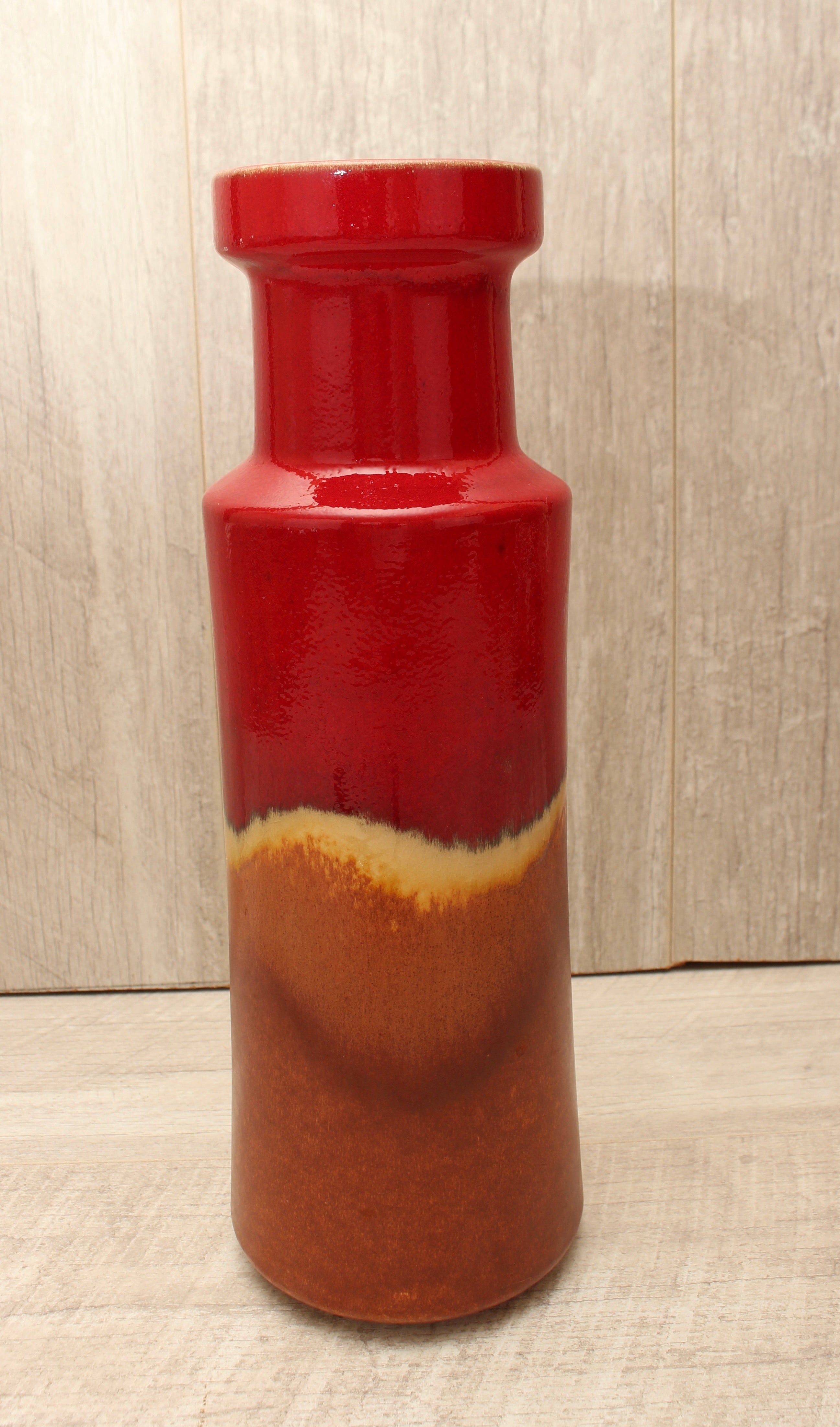 Vintage Scheurich Keramik West German Pottery Vase - Flame Drip Glaze - Model 205-32
