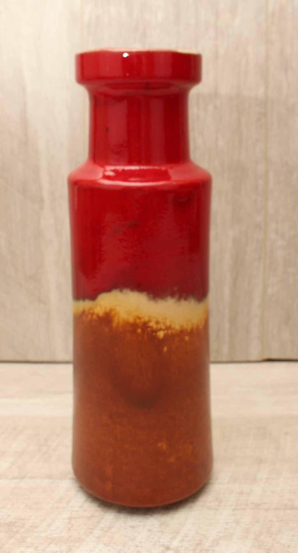 Vintage Scheurich Keramik West German Pottery Vase - Flame Drip Glaze - Model 205-32