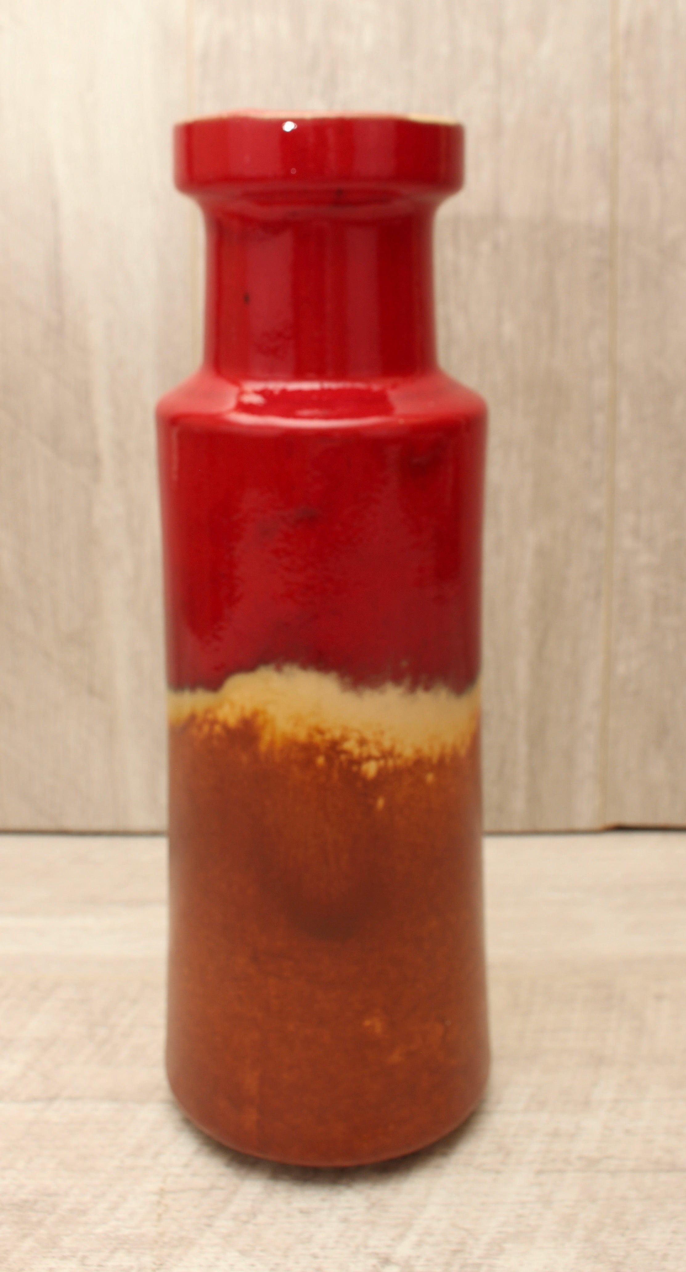 Vintage Scheurich Keramik West German Pottery Vase - Flame Drip Glaze - Model 205-32